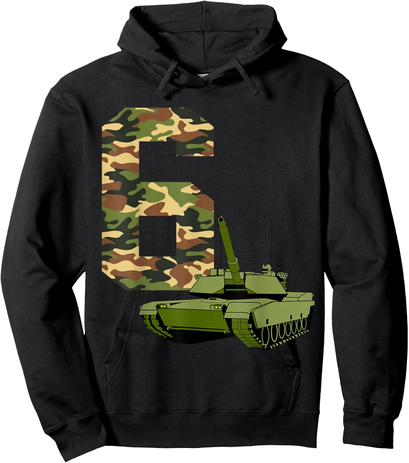 Boy 6th Birthday Military Tank Battle Themed 6 Year Old Kids Hoodie - Hoodie | Black