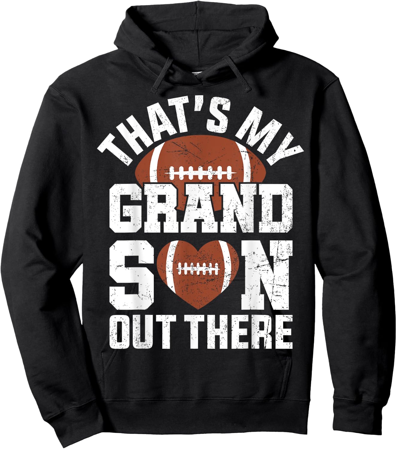 That's My Grandson Out There American Football Grandparents Hoodie - Hoodie | Black