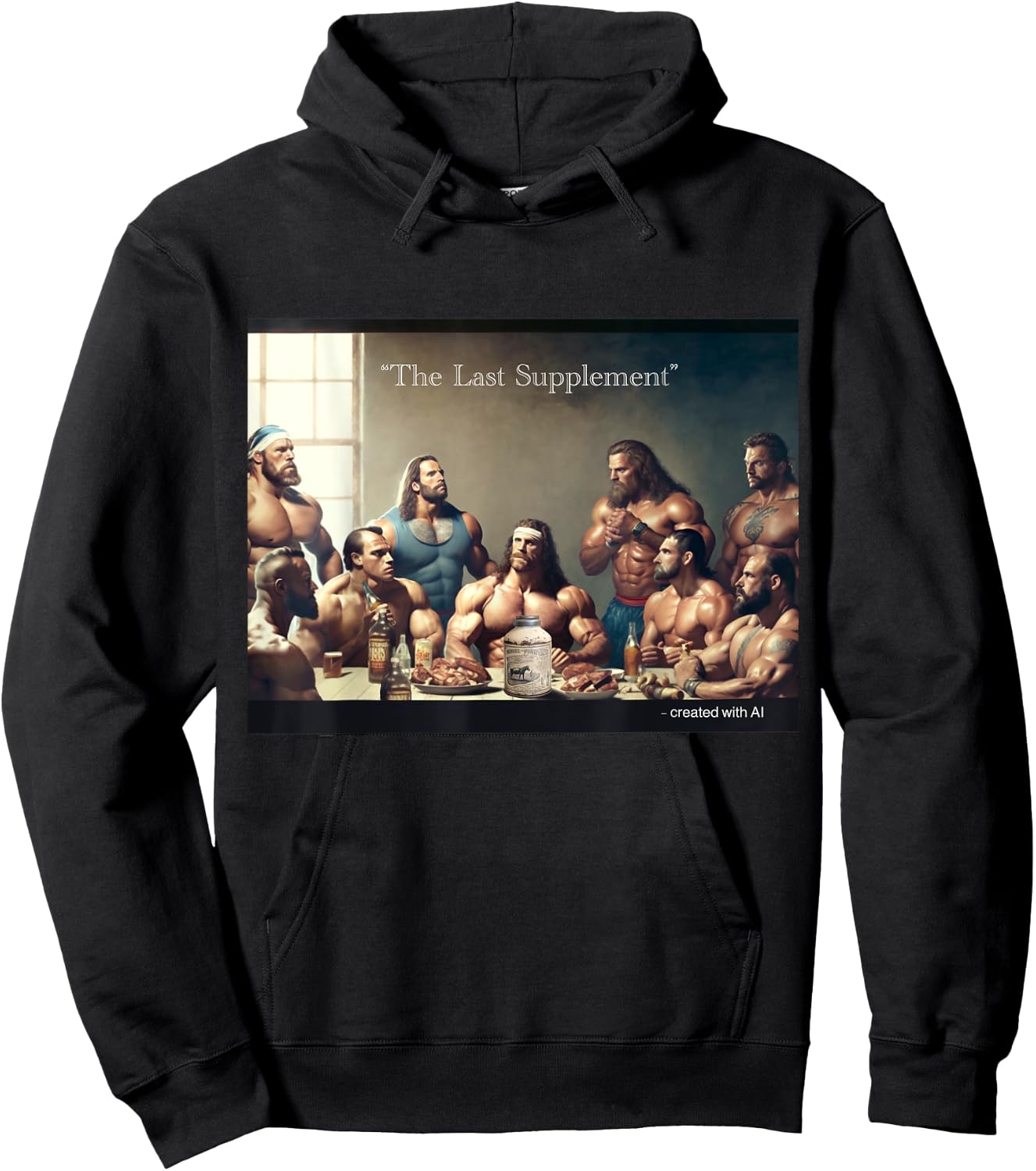 Gym 'The Last Supplement' Funny Bodybuilding AI - Women's Black Cotton Polyester Short Sleeve Classic Fit - Small Hoodie - Hoodie | Black