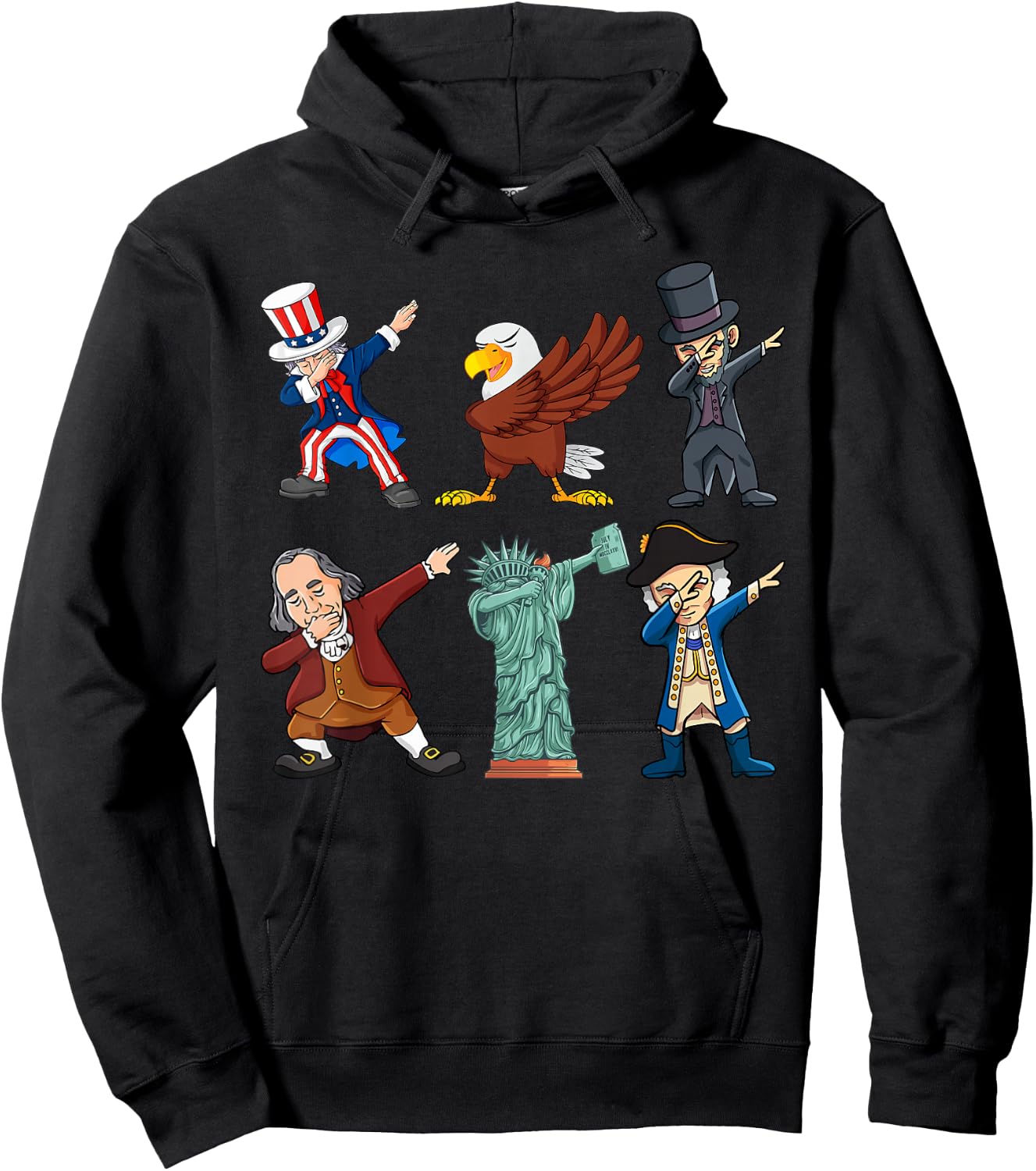 Funny Dab Uncle Sam And Friends 4th of July Boys Girls Kids Hoodie - Hoodie | Black