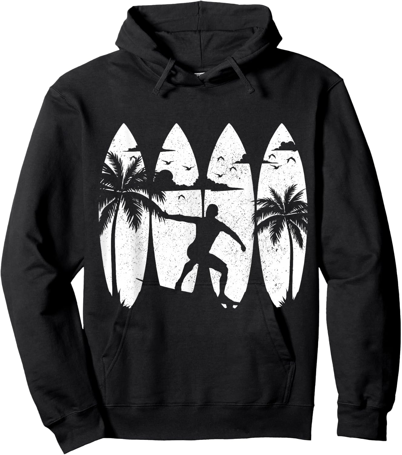 Surfer Surfboard Vintage Surfing Beach Summer Surf Hoodie - Hoodie | Black