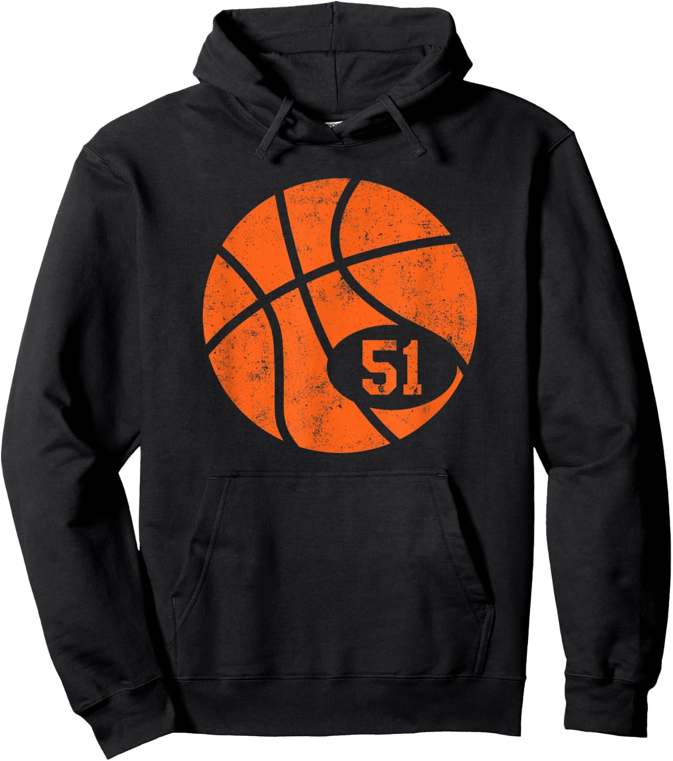 Basketball Classic Sport 51 Jersey Number Vintage Distressed Hoodie - Hoodie | Black