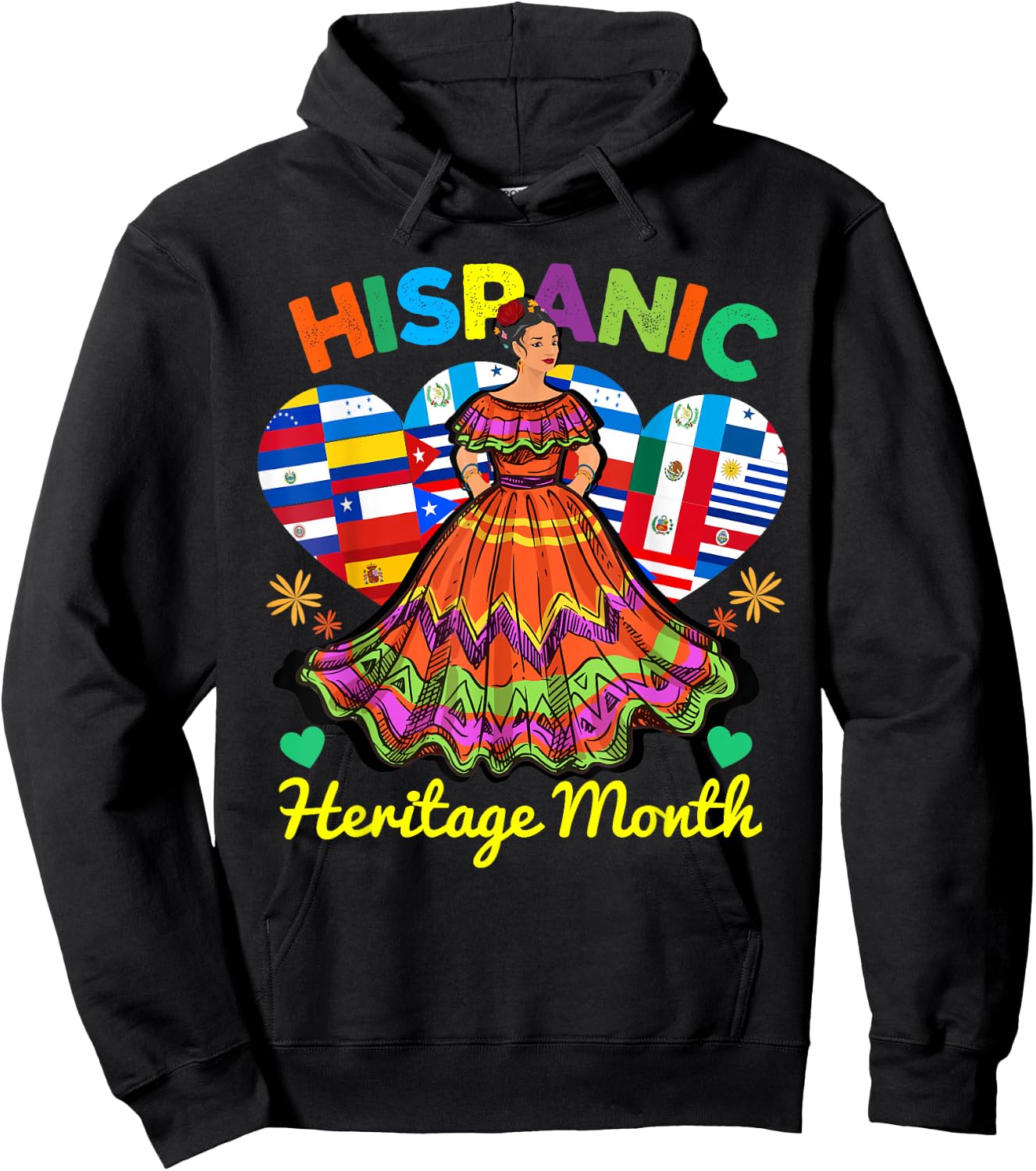 Hispanic Heritage Month Dress Inspired Girl Dancing Hoodie - Hoodie | Black