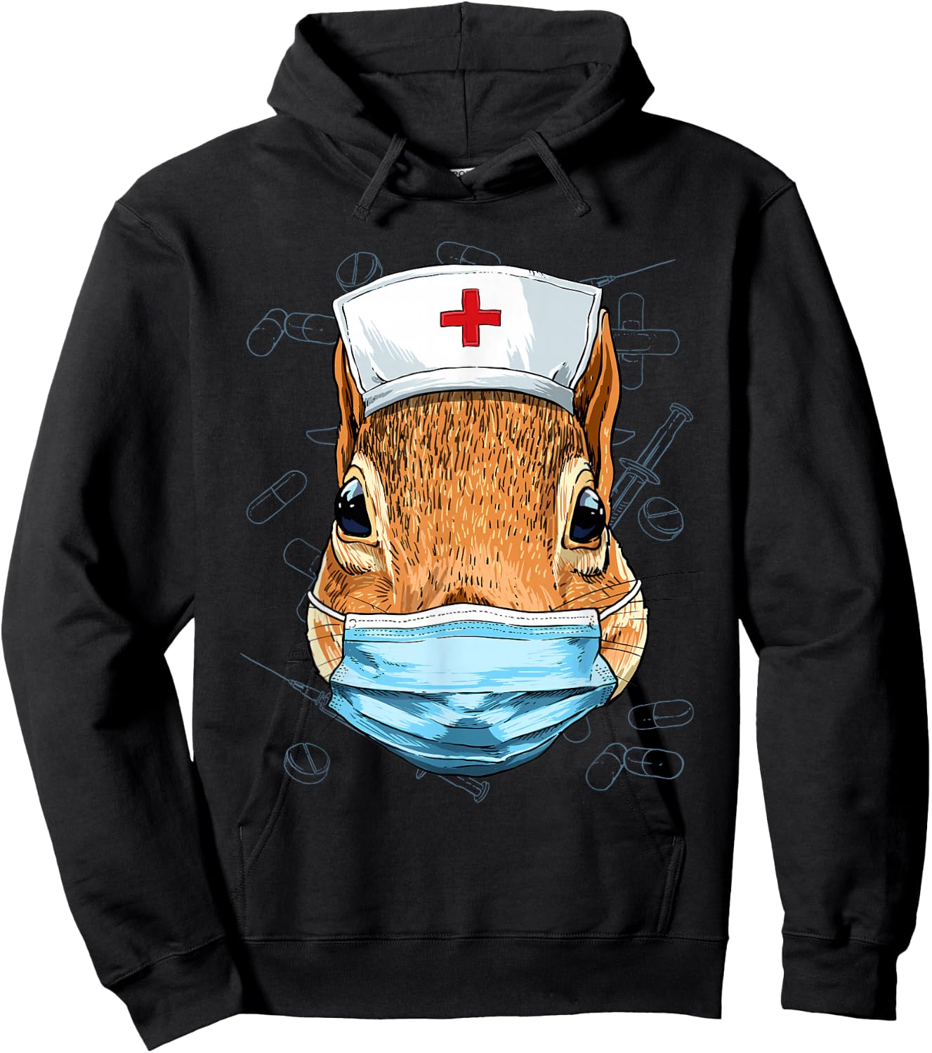 Hospital Squirrel ER Nurse RN LPN Nurse Life Squirrel Lover Hoodie - Hoodie | Black