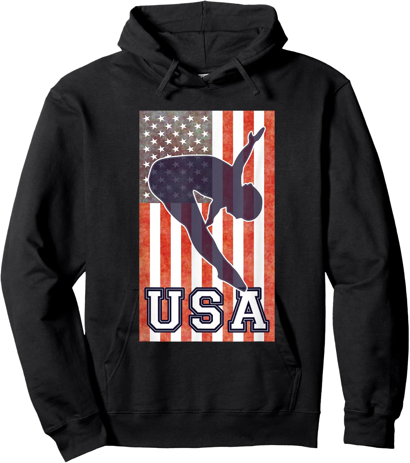 USA Diving American Flag Springboard Platform Team Athlete Hoodie - Hoodie | Black