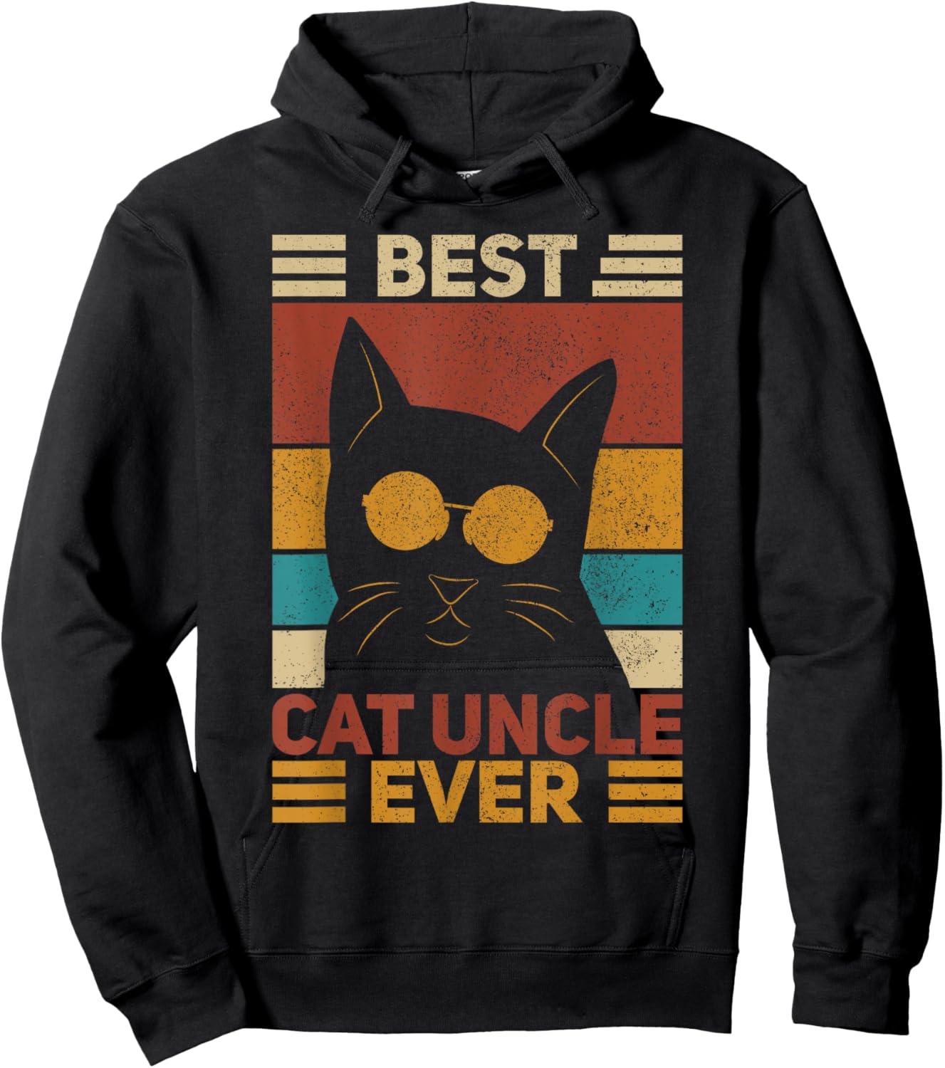 Best Cat Uncle Ever Men Cat Lover Black Cat Themed Funny Cat Hoodie - Hoodie | Black