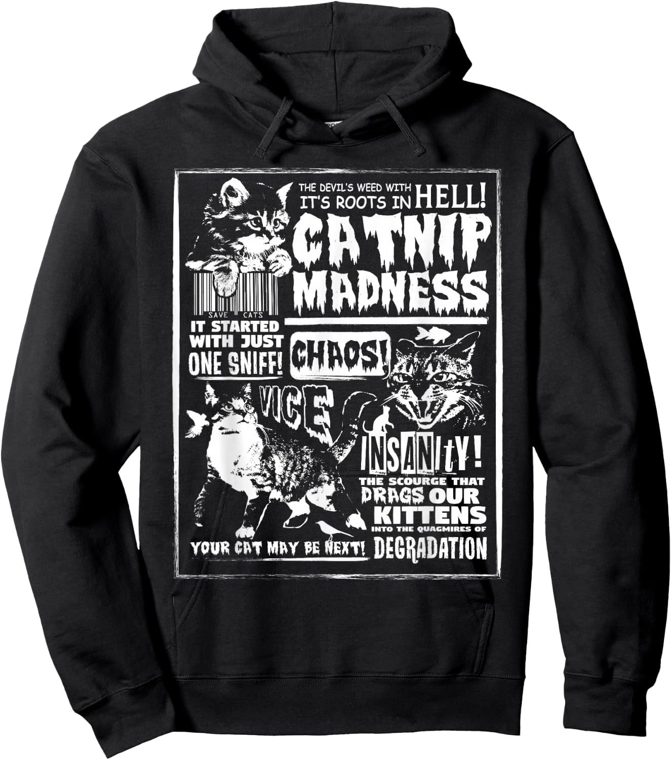 Catnip Madness Cute Kitten Cat Lover Gift Cat Owners Hoodie - Hoodie | Black
