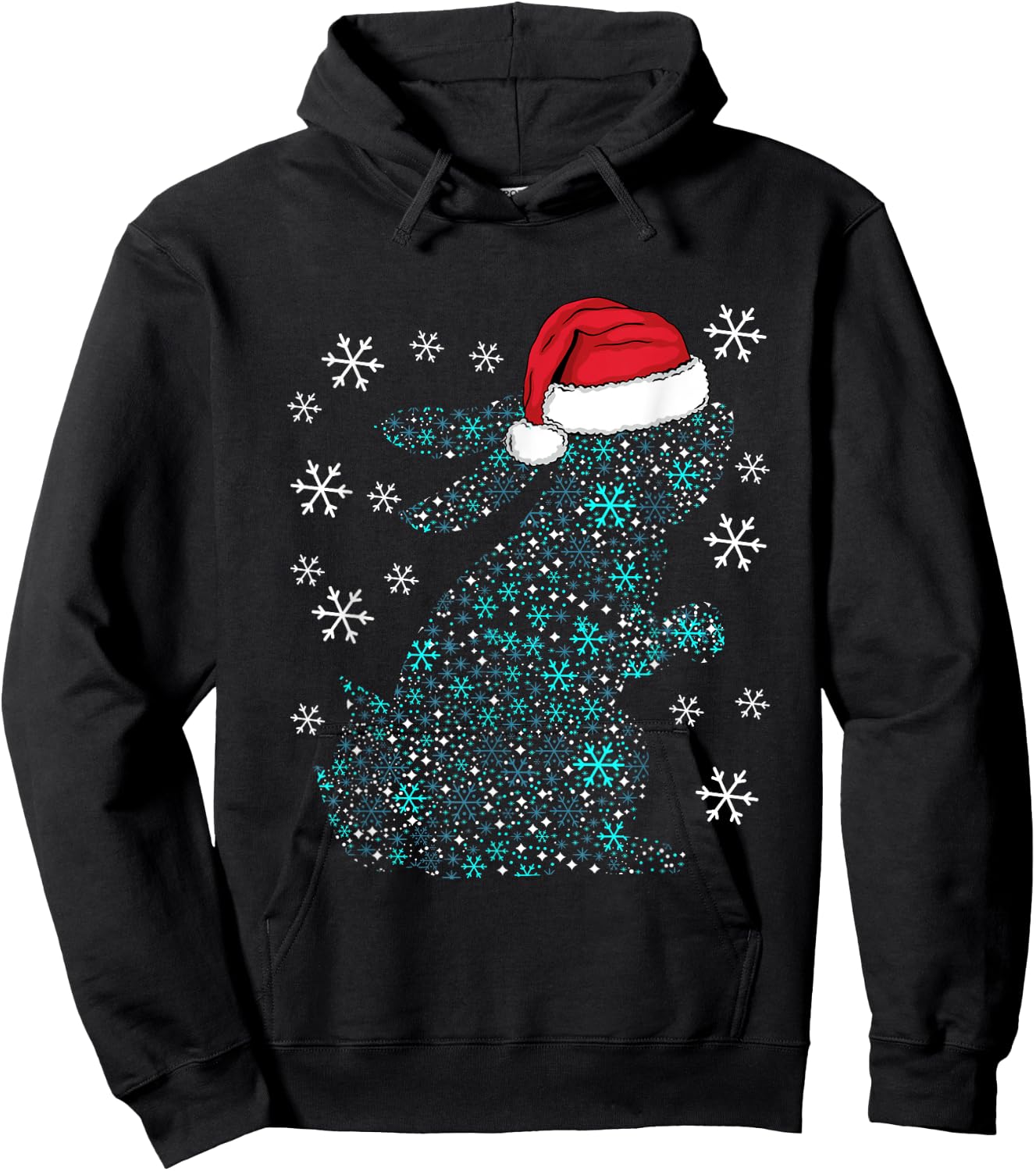 Funny Rabbit Christmas Costume Bunny Santa XMAS Humor Hoodie - Hoodie | Black