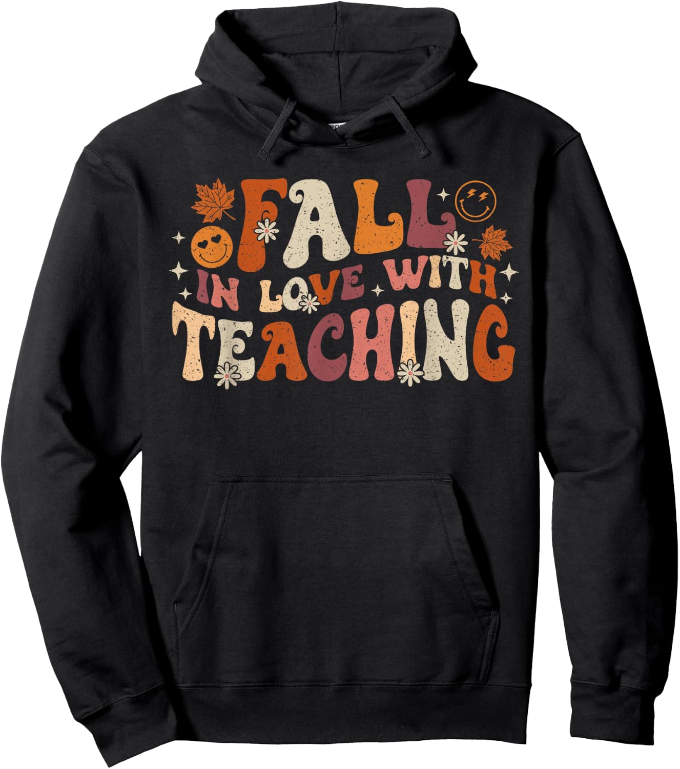 Fall In Love With Teaching Autum Thanksgiving Fall Teacher Hoodie - Hoodie | Black
