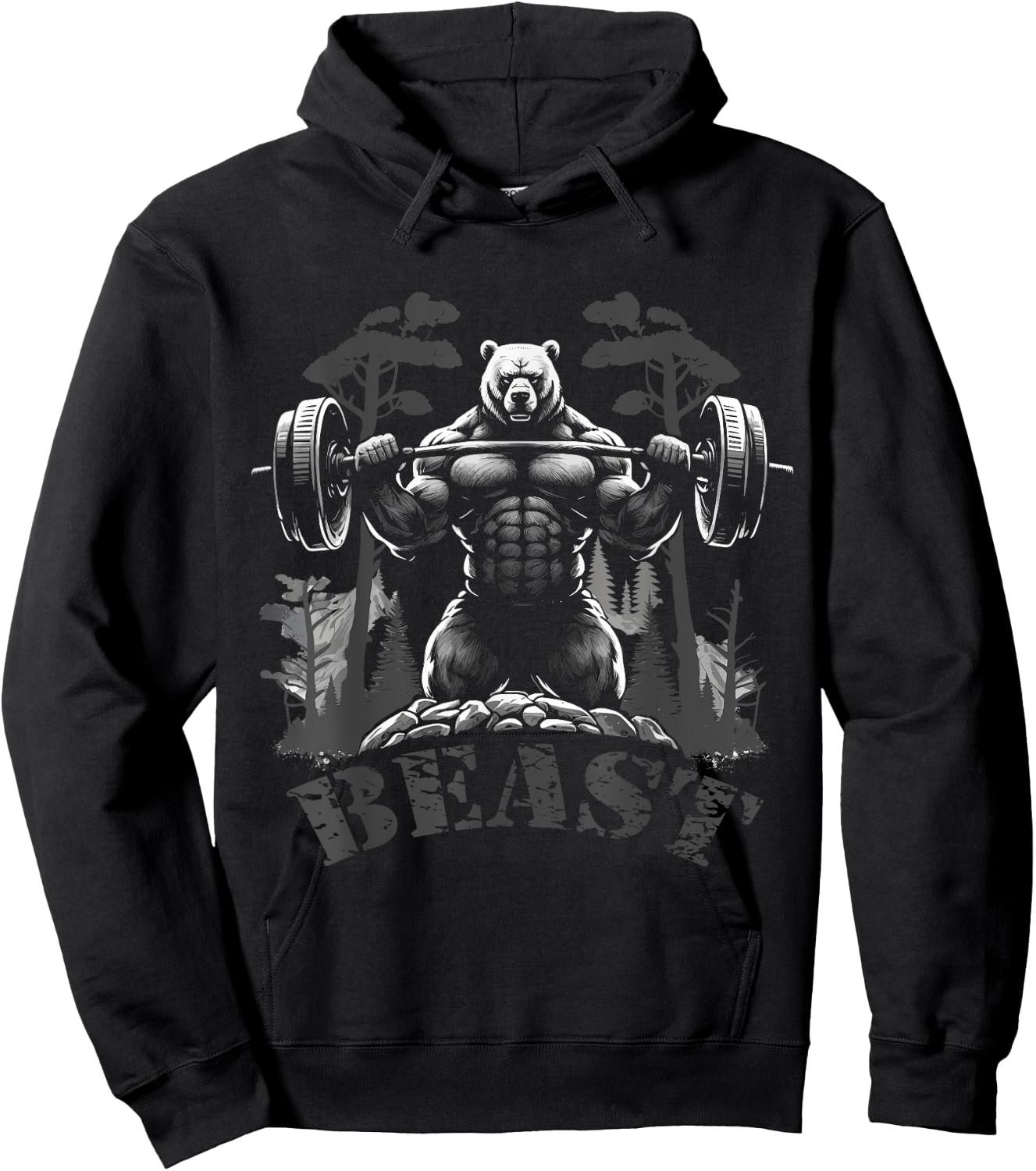 Gym Bodybuilding / Fitness Workout Beast Bear with Dumbbell Hoodie - Hoodie | Black