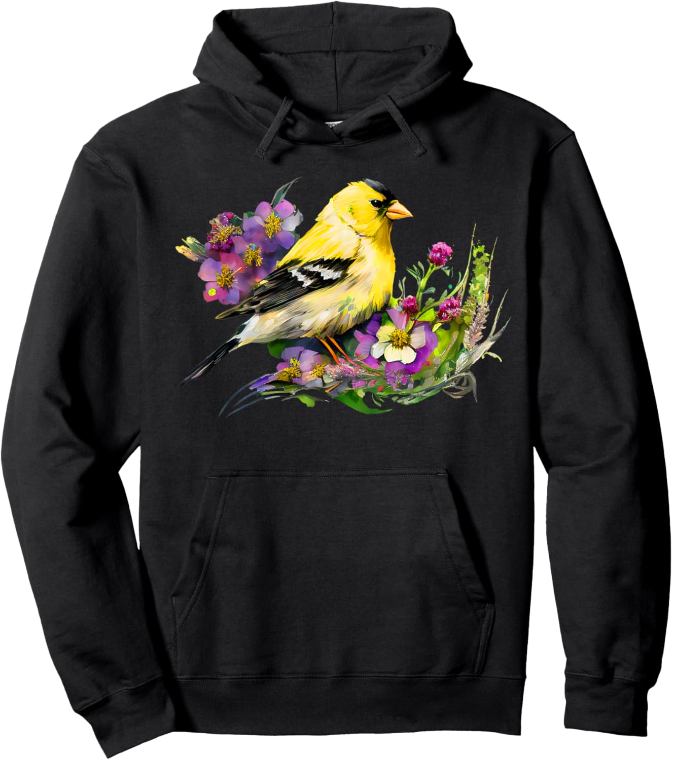 American Goldfinch Wild Backyard Birds Flower Garden Birders Hoodie - Hoodie | Black
