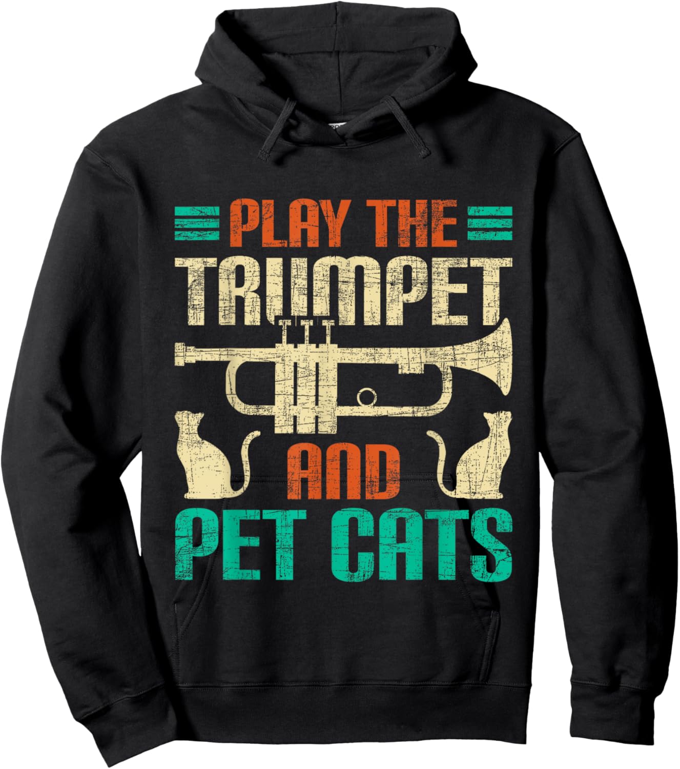 Play The Trumpet And Pet Cats - Trumpeter Jazz Music Lover Hoodie - Hoodie | Black