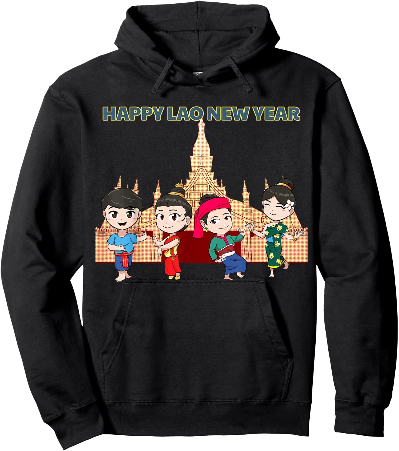 Laos Laotian Pi Mai Lao New Year Temple Hoodie - Hoodie | Black