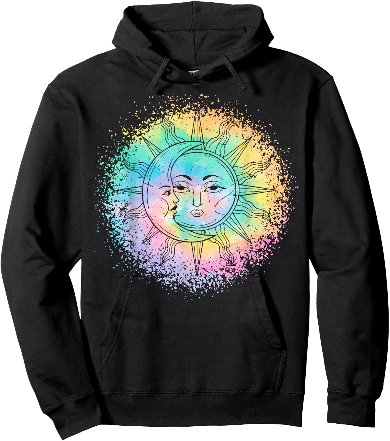 Sun and Moon Tie Dye casual Hipster Boho Funny Cute graphic Hoodie - Hoodie | Black