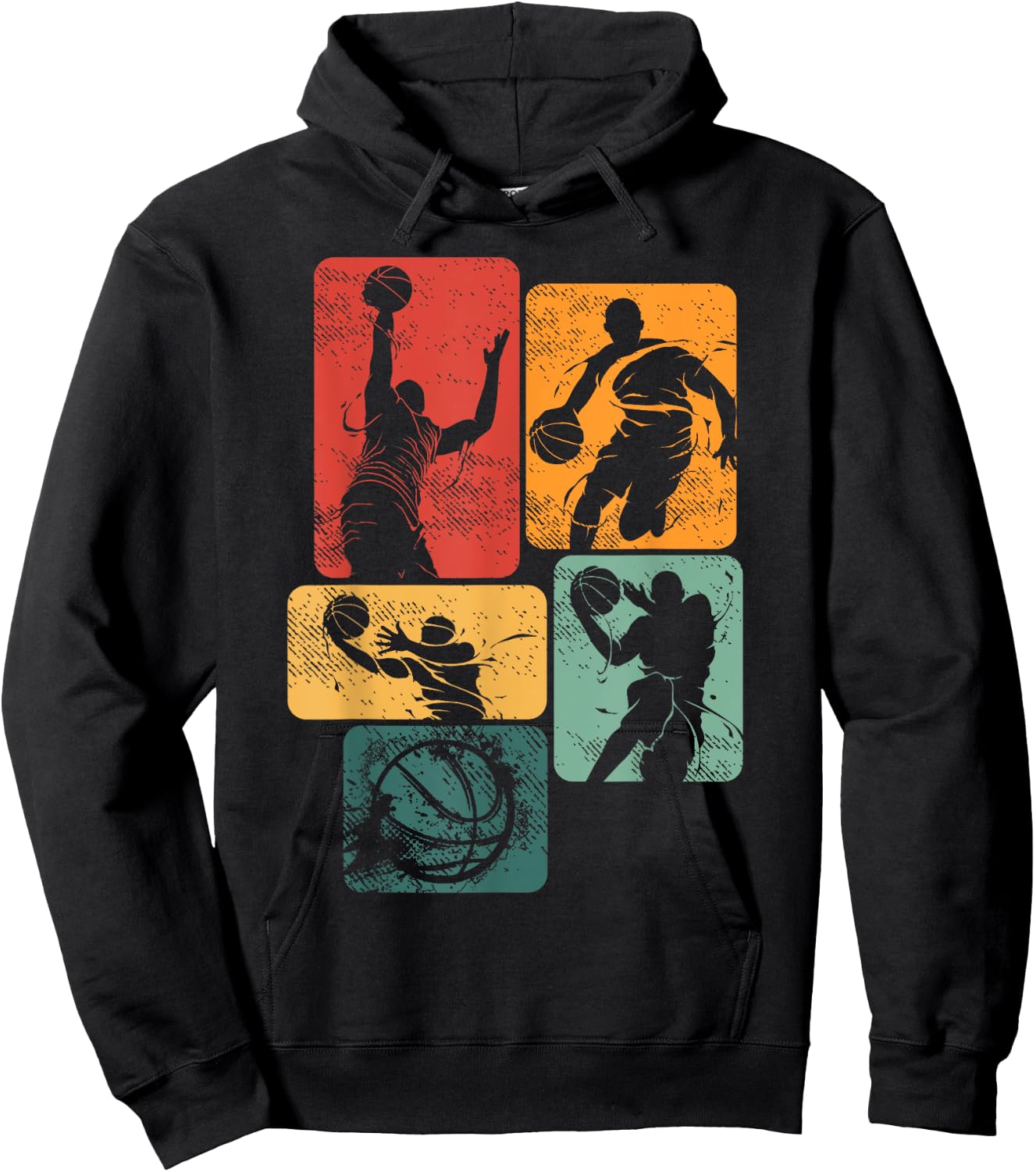 Retro Basketball Player Baller Sport Team Vintage Men Boys Hoodie - Hoodie | Black