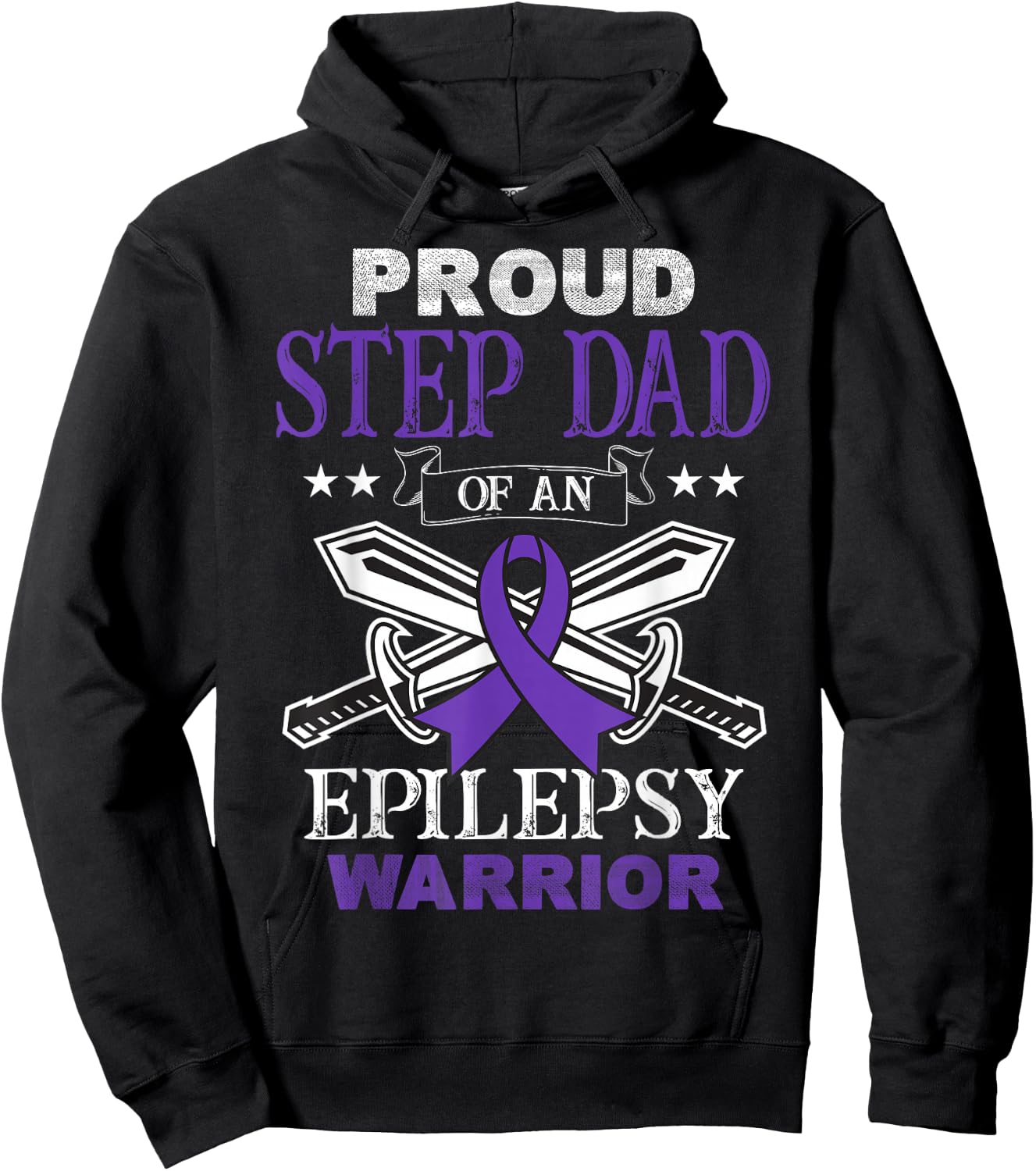 Proud Step Dad Of An Epilepsy Warrior Family Matching Party Hoodie - Hoodie | Black