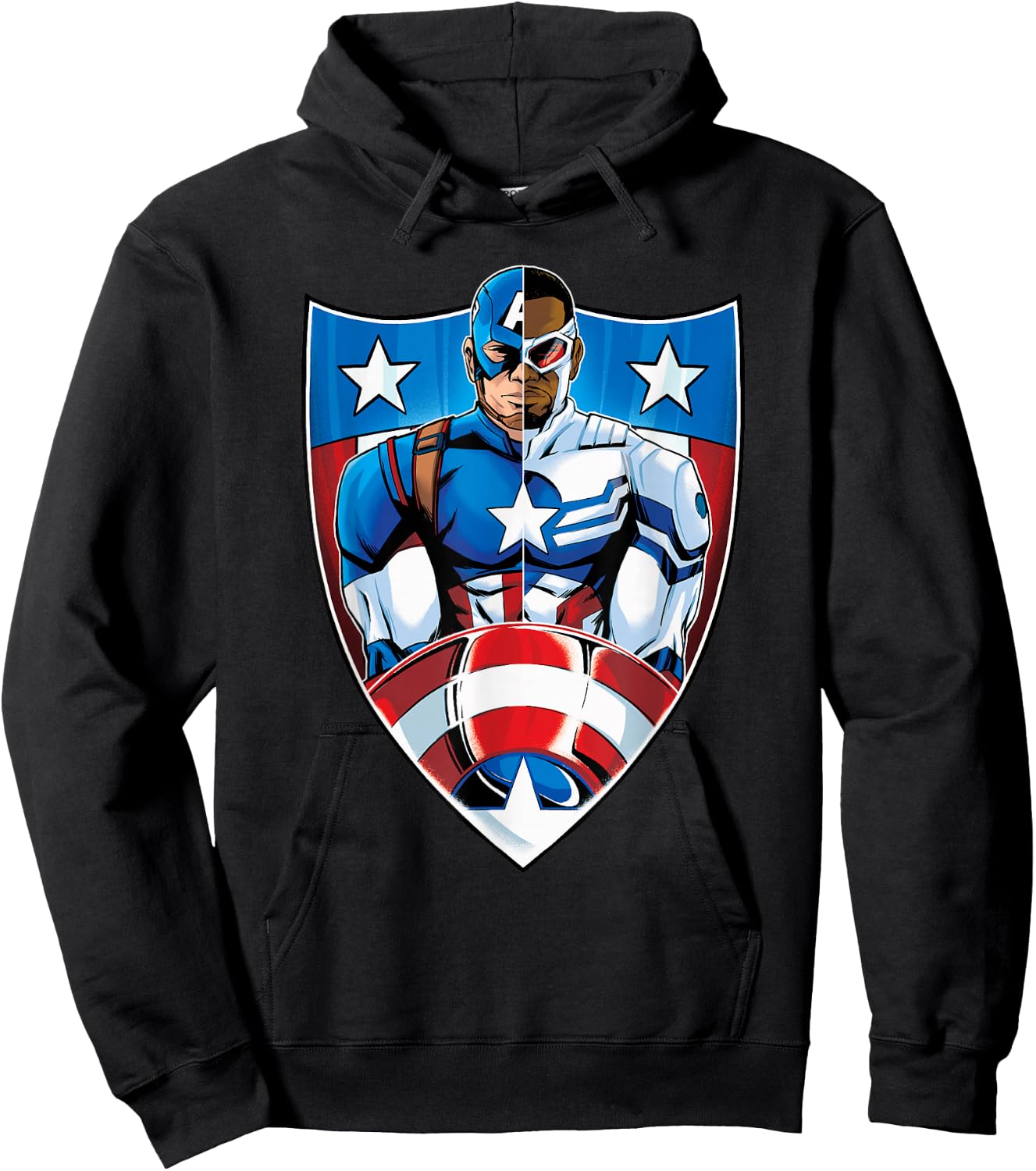 Marvel Captain America Steve Rogers and Sam Wilson on Shield Hoodie - Hoodie | Black