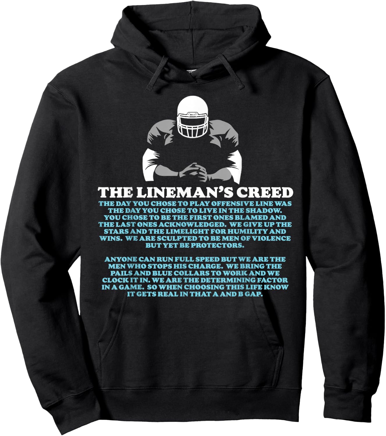 Offensive Lineman's Creed: Life in the Shadows O-Line Hoodie - Hoodie | Black