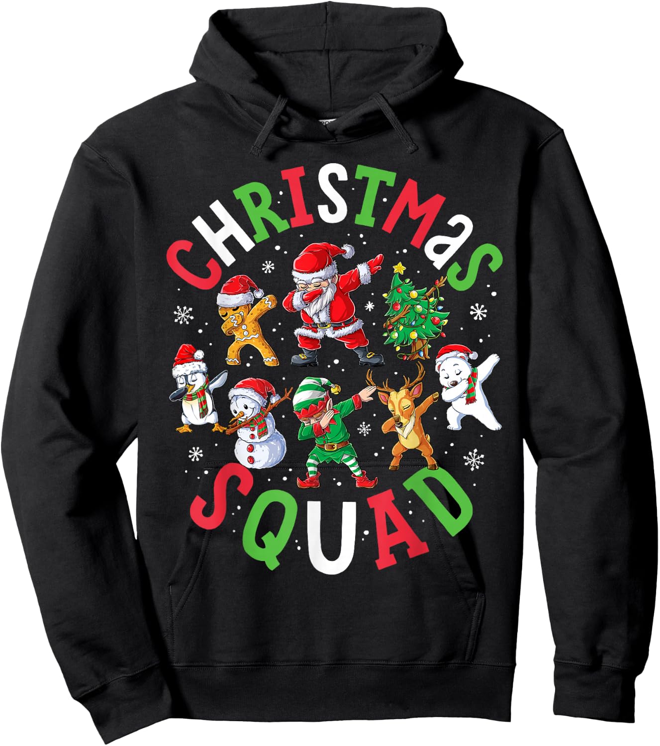 Christmas Squad Santa Dabbing Elf Family Matching Pajamas Hoodie - Hoodie | Black