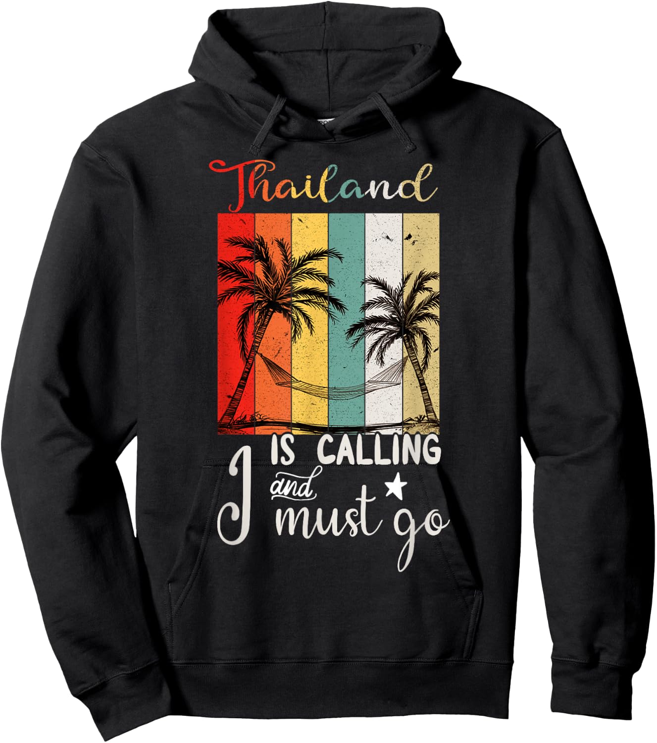 Thailand Is Calling And I Must Go Retro Vintage Vibes Beach Hoodie - Hoodie | Black