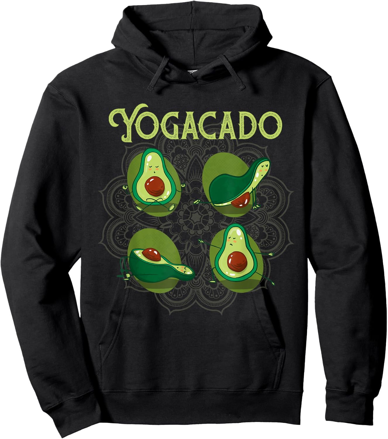 Yogacado Meditation Yoga Poses | Funny Namaste Yoga Hoodie - Hoodie | Black