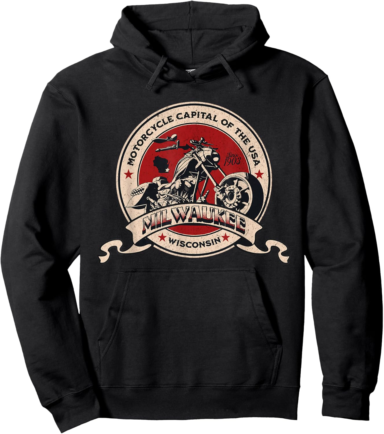 Milwaukee Wisconsin Motorcycle Capital of the USA Logo Hoodie - Hoodie | Black