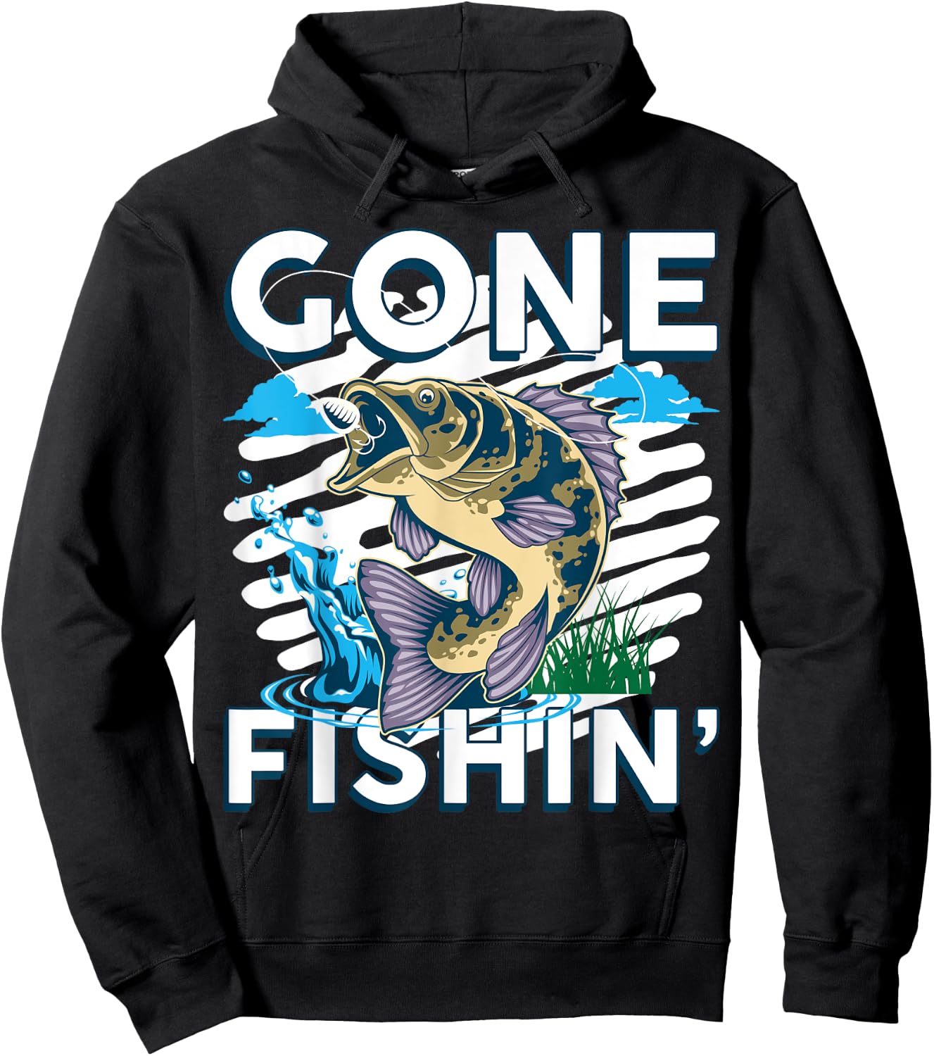 Fishing Gone Fishing Funny Bass Fish Fisherman Dad Hoodie - Hoodie | Black