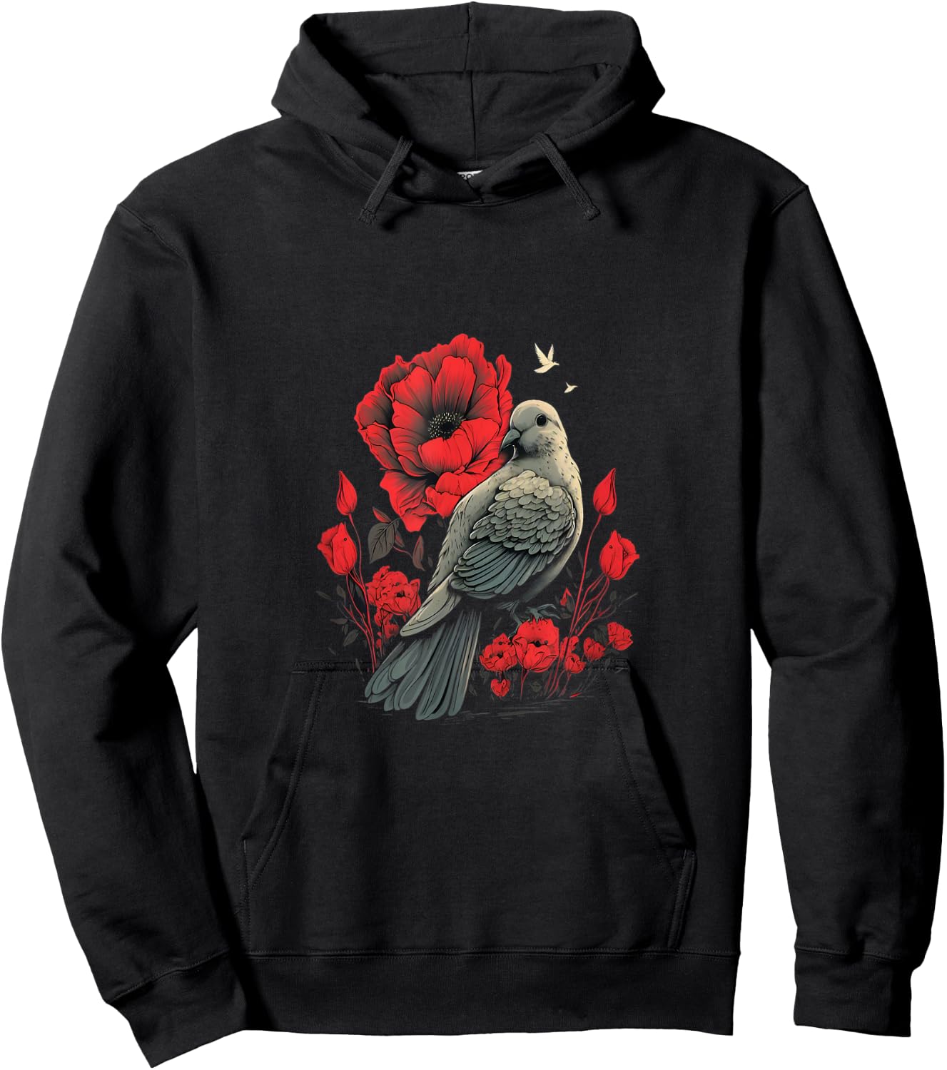 Memorial Day Red Poppy Flower Dove USA Flag 4th of July Men Hoodie - Hoodie | Black
