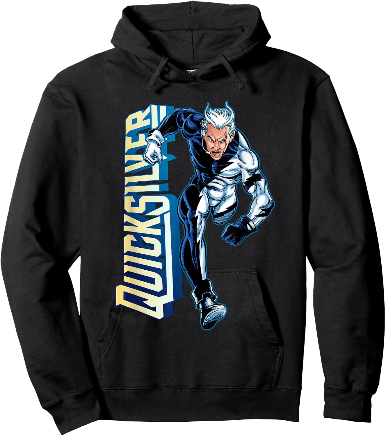 Marvel Comics Retro Classic Quicksilver Running Portrait Hoodie - Hoodie | Black