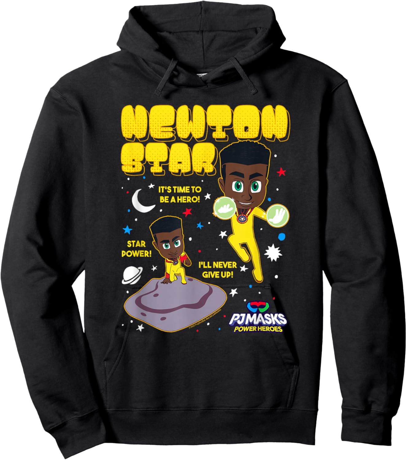 PJ Masks Newton Star I'll Never Give Up Star Power Logo Hoodie - Hoodie | Black