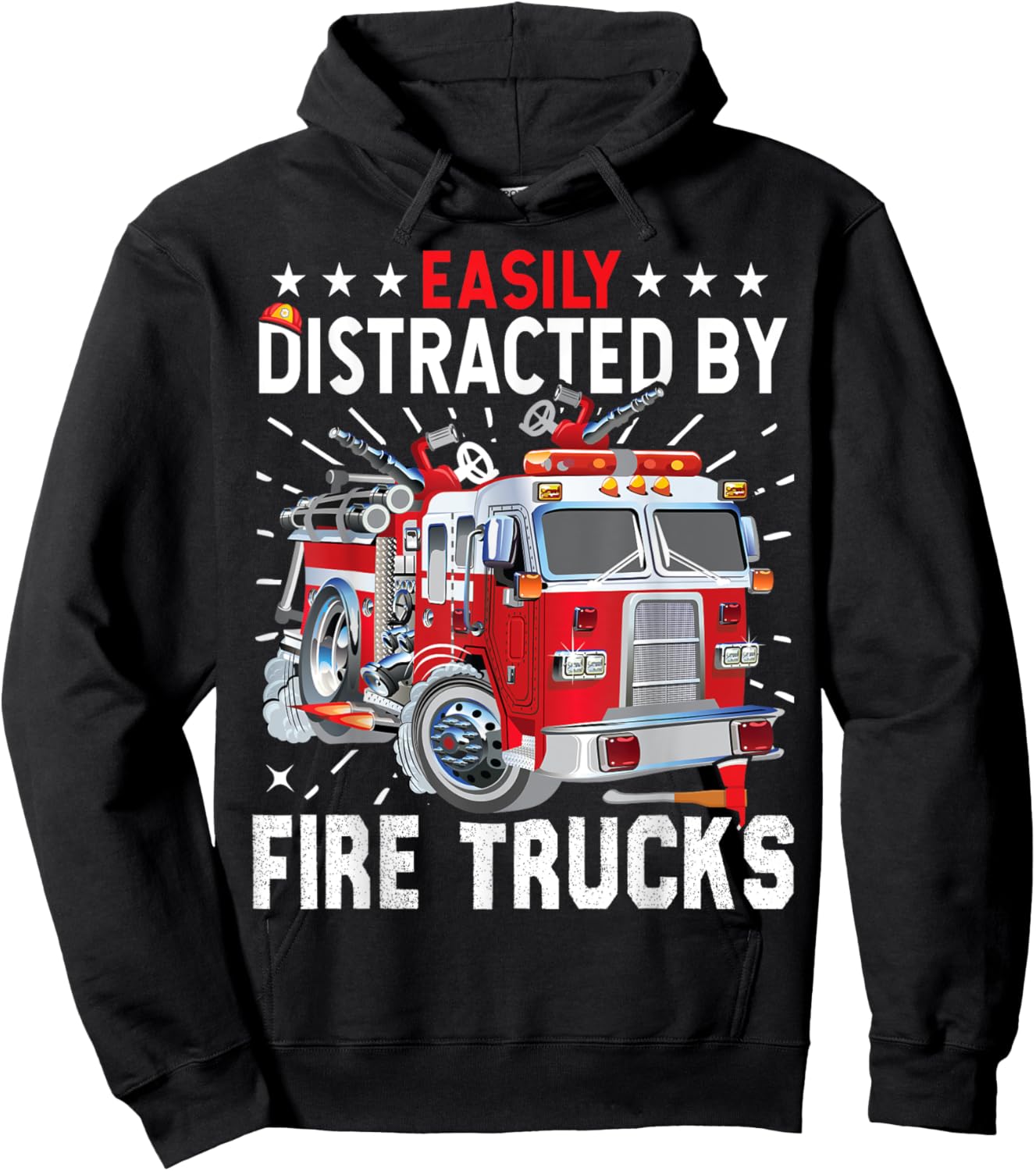 Firefighters Easily Distracted by Fire Trucks Men Boys Kids Hoodie - Hoodie | Black