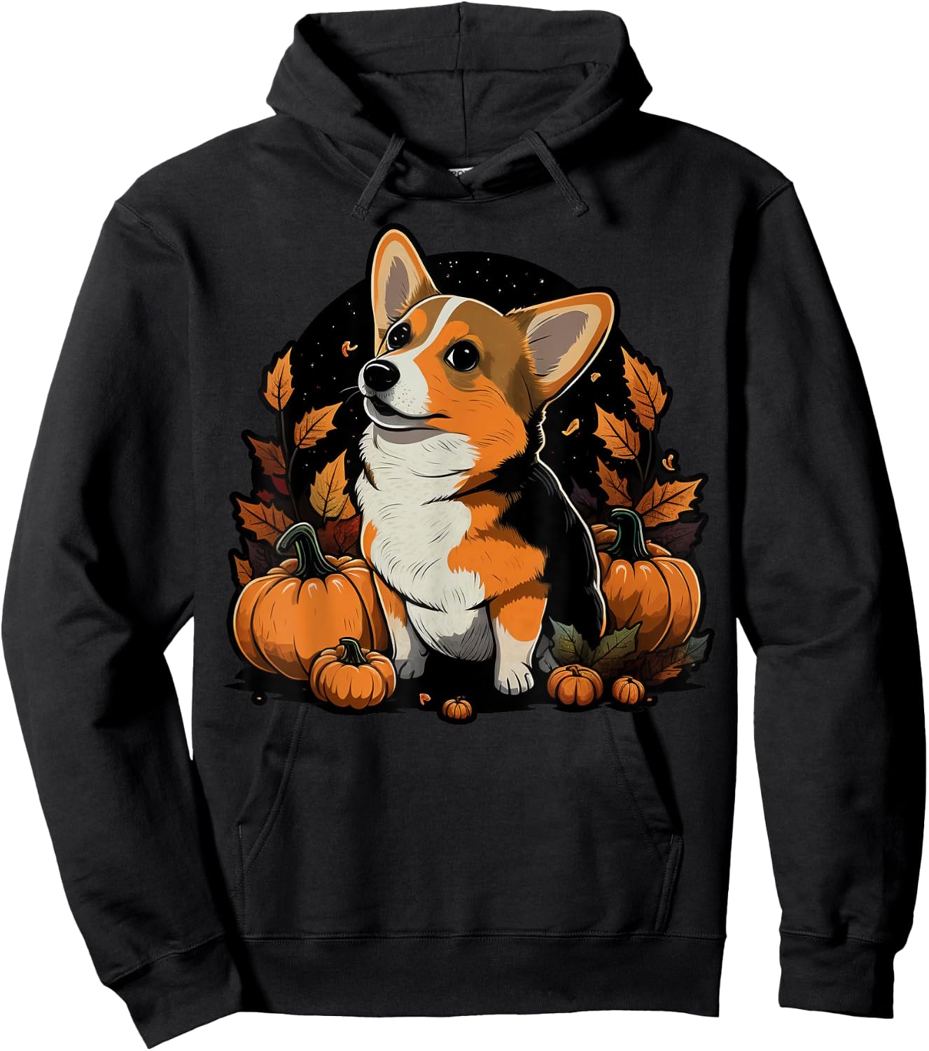 Pumpkin Welsh Corgi costume on Welsh Corgi Halloween Hoodie - Hoodie | Black