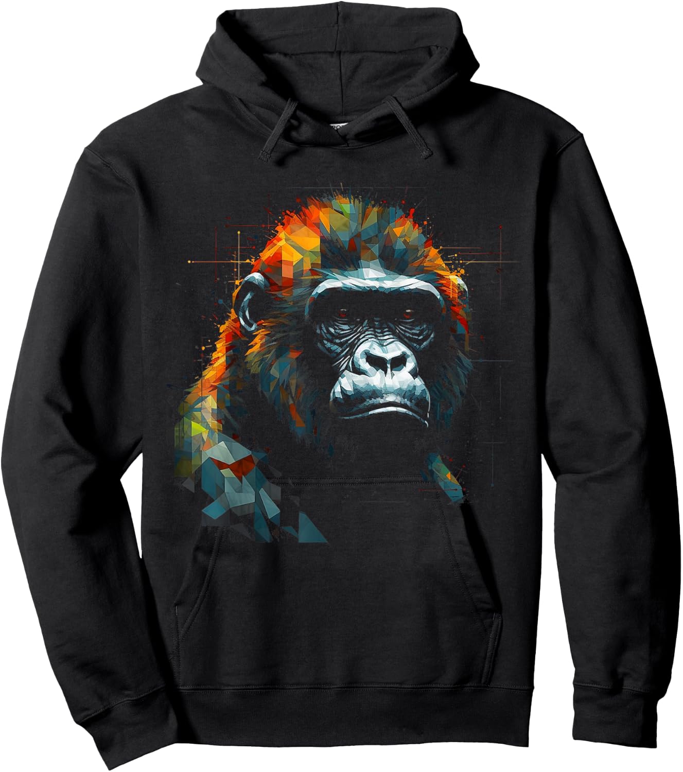 Gorilla Artwork Colourful Animal Monkey Zoo Gorilla Hoodie - Hoodie | Black