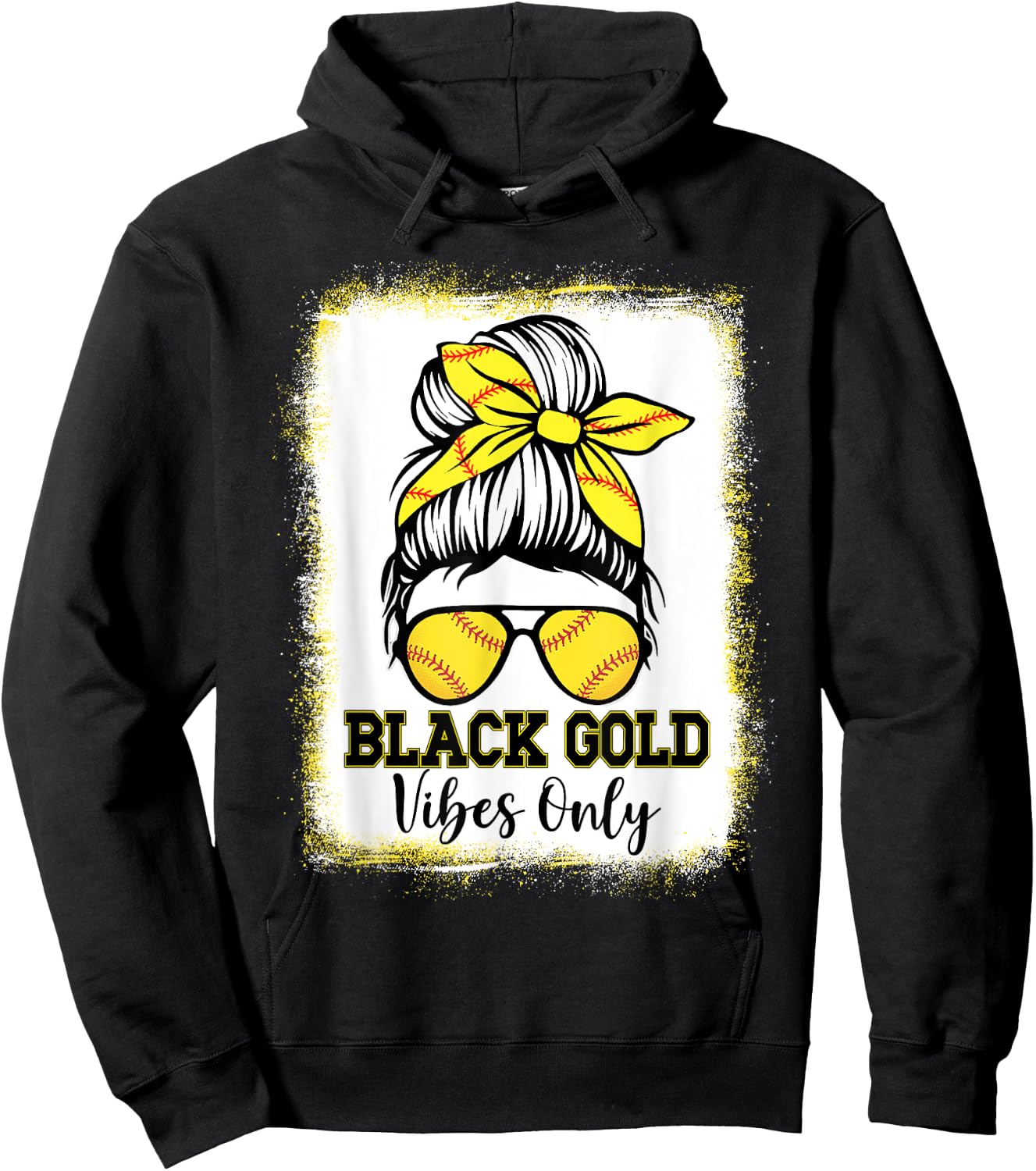 Black Gold Vibes Only Softball Shirt Women Leopard Baseball Hoodie - Hoodie | Black