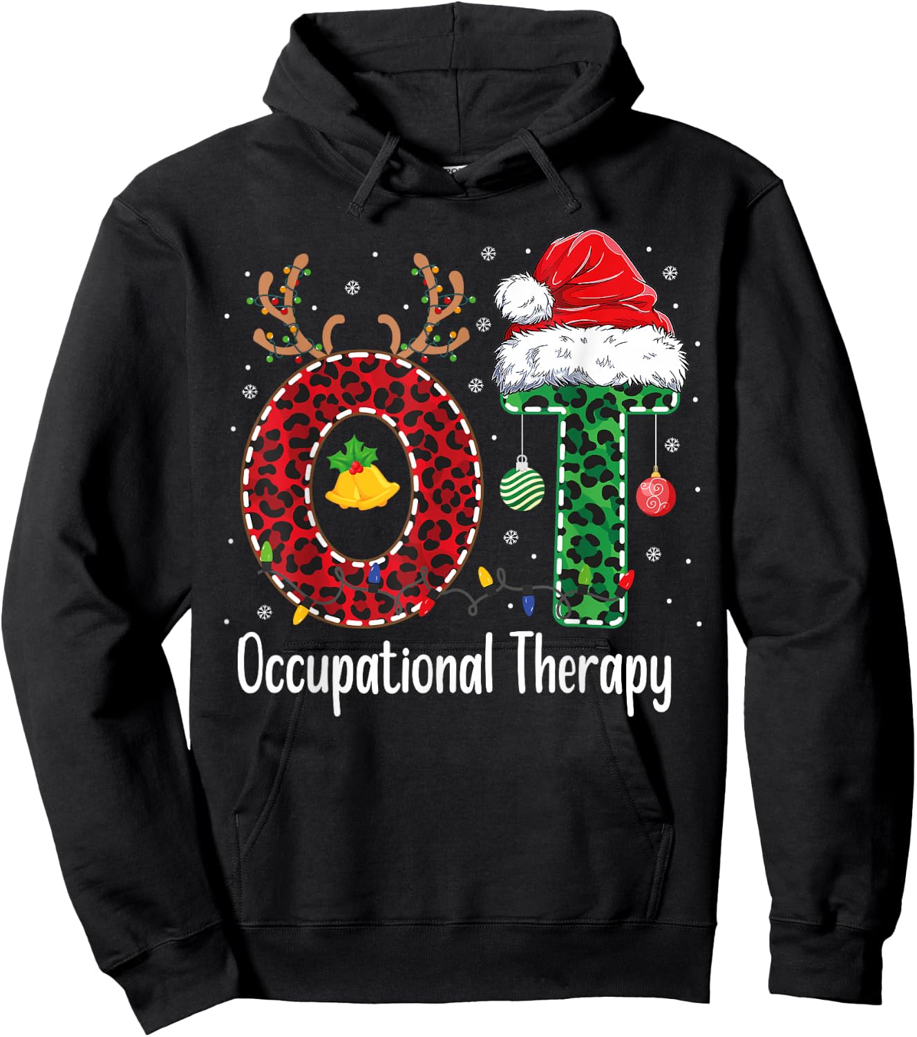 Occupational Therapy Christmas santa hat OT Therapist Hoodie - Hoodie | Black