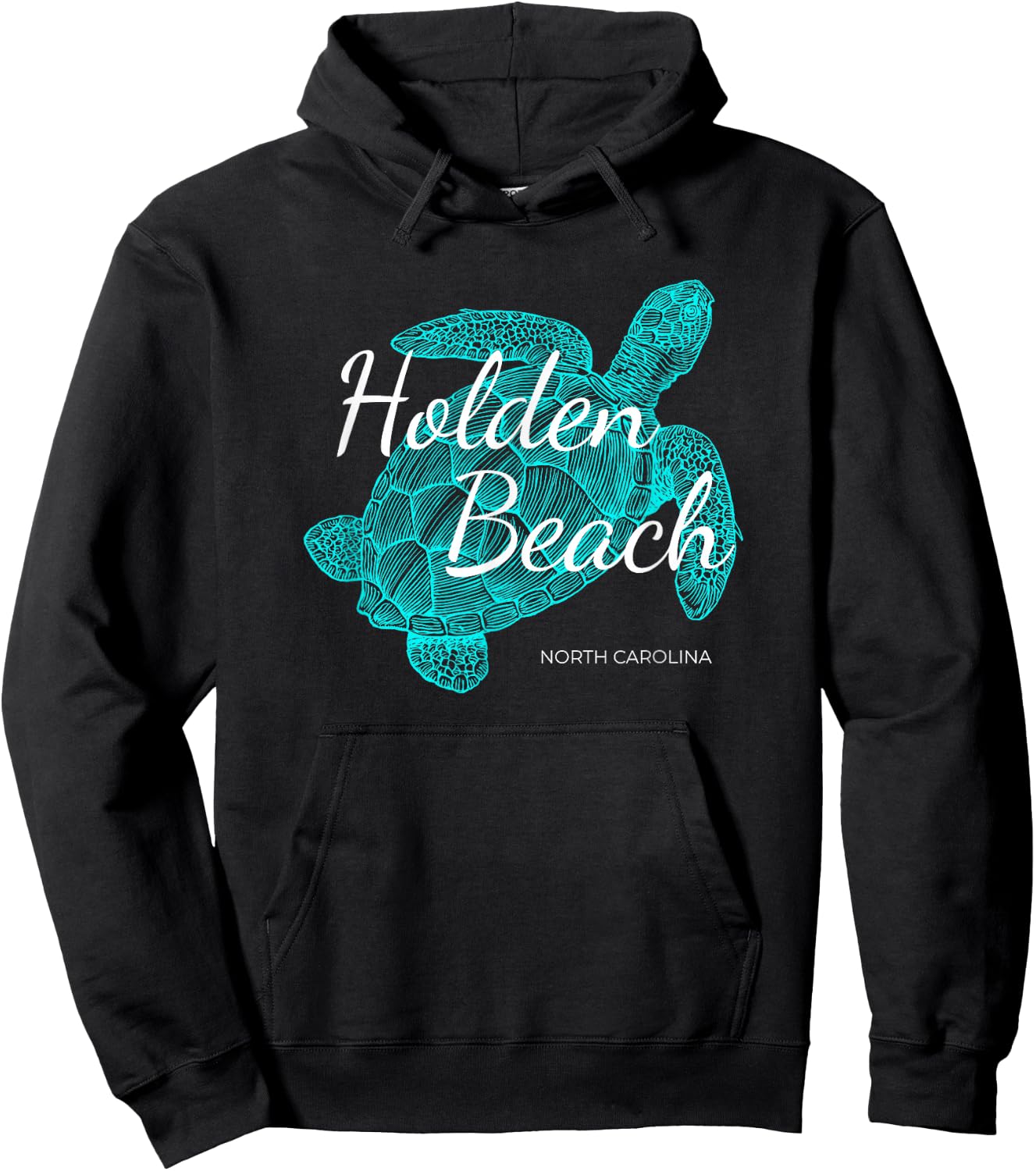 Holden Beach North Carolina Vacation With A Turtle Graphic Hoodie - Hoodie | Black