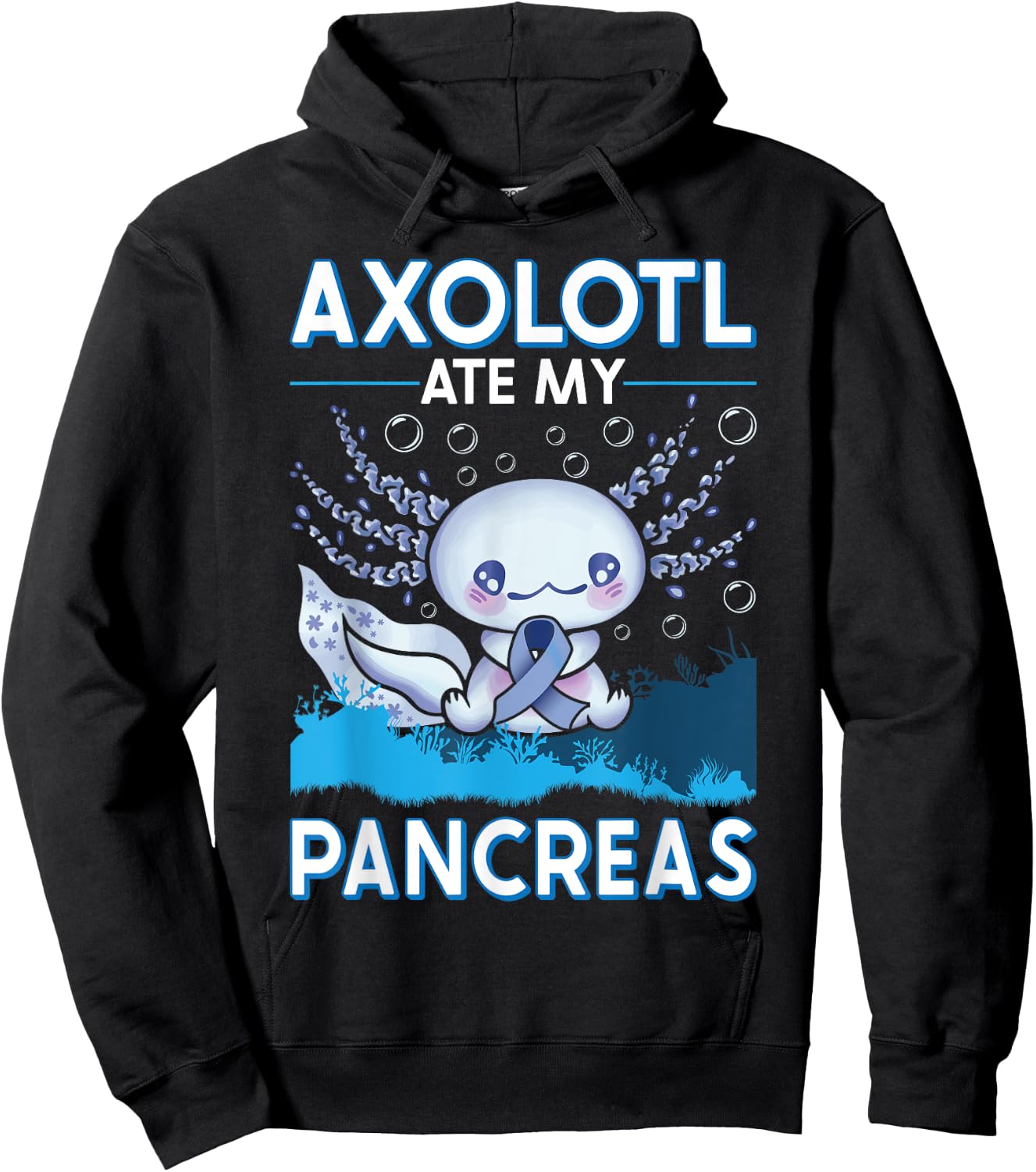 Type One Diabetes Axolotl Ate My Pancreas T1D Diabetic Hoodie - Hoodie | Black