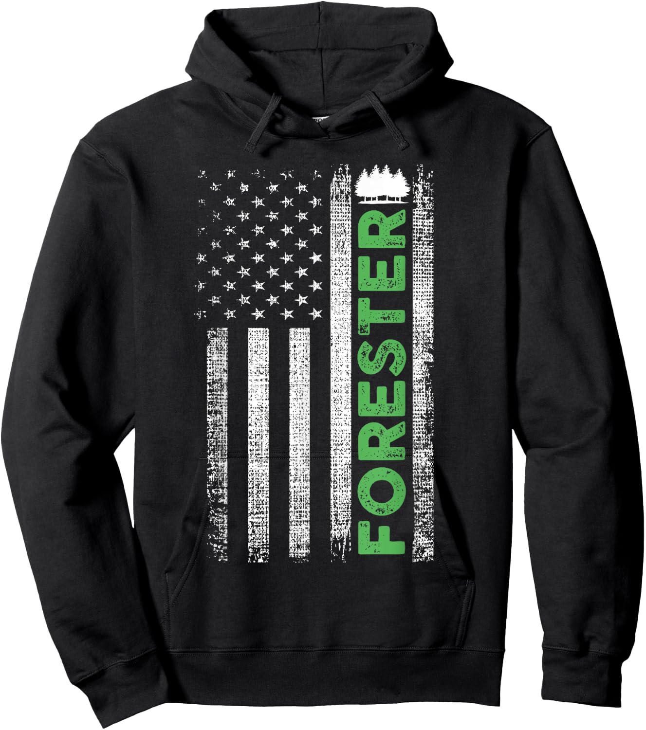 Forest Forestry Worker American Flag Forester Hoodie - Hoodie | Black