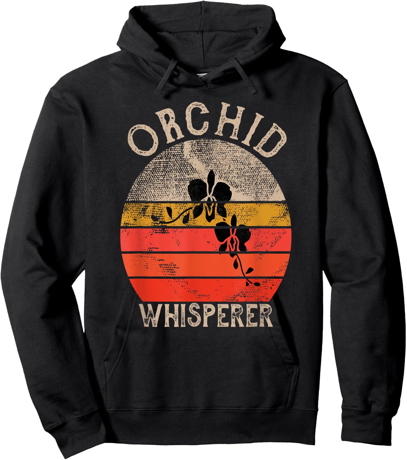 Retro Orchid Whisperer Funny Orchids Flower Lover Gardener Hoodie - Hoodie | Black