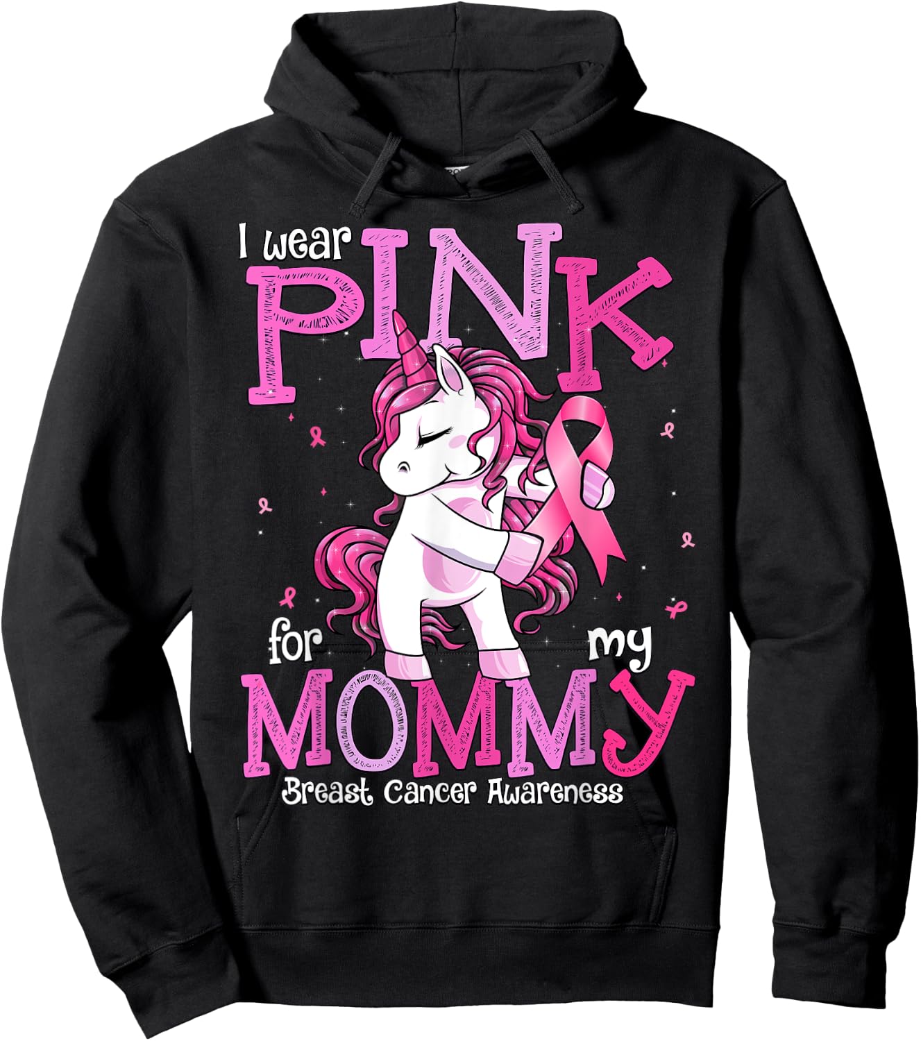 I Wear Pink For My Mommy Shirt Breast Cancer Awareness Hoodie - Hoodie | Black