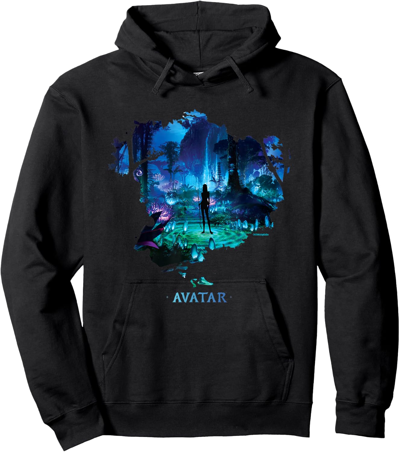 Avatar Na'vi in Pandora Jungle at Night with Logo Hoodie - Hoodie | Black