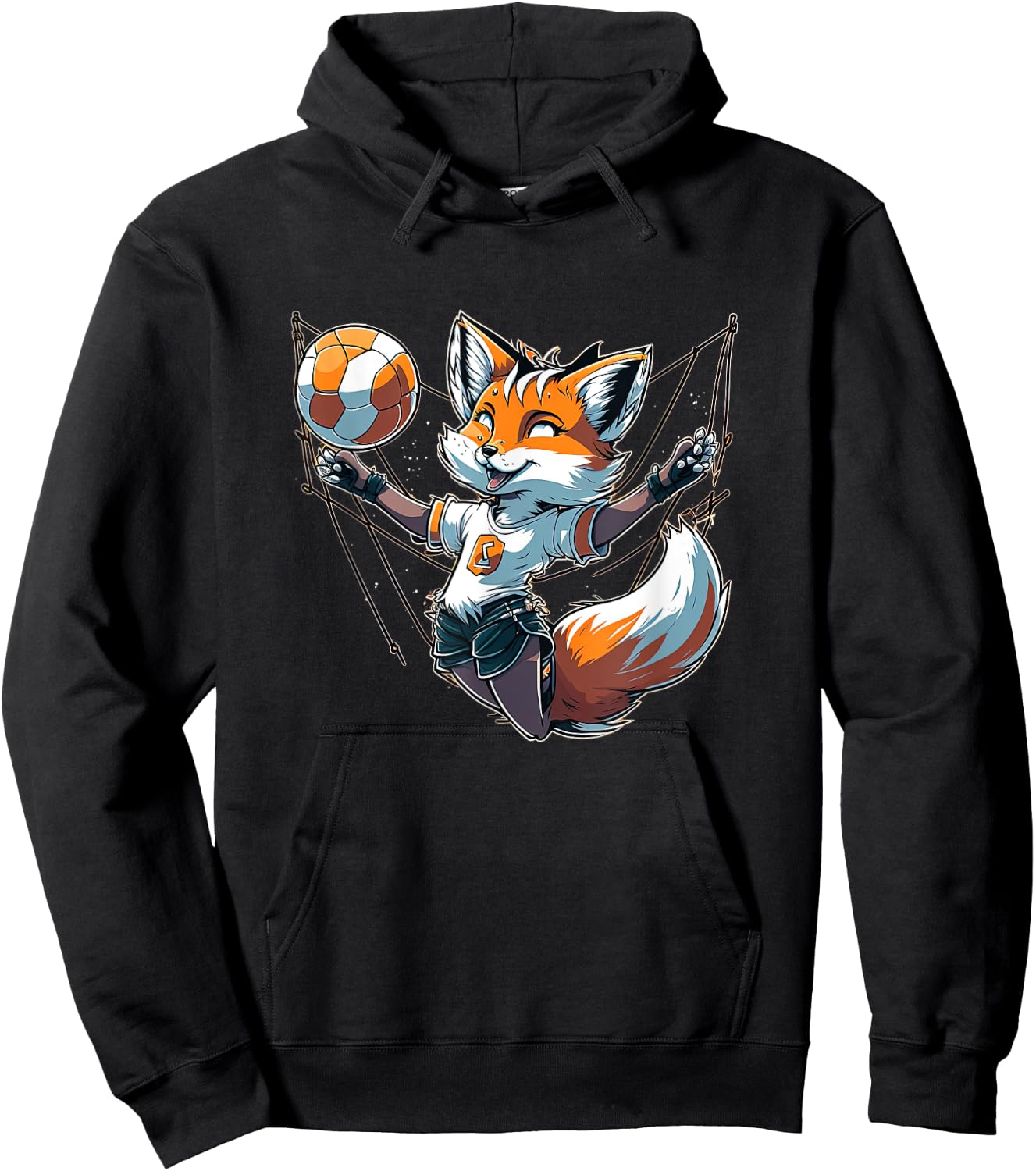 Volleyball Fox - Fox and Volleyball Hoodie - Hoodie | Black