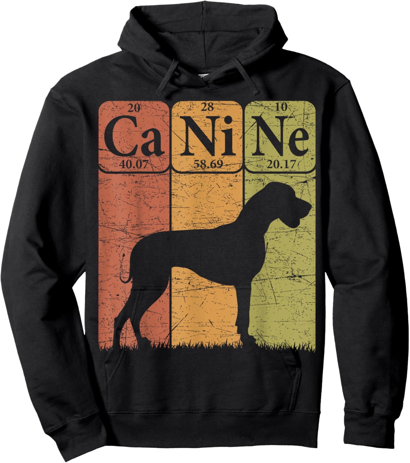 Great Dane Dog Periodic Table Elements Dog Canine Hoodie - Hoodie | Black