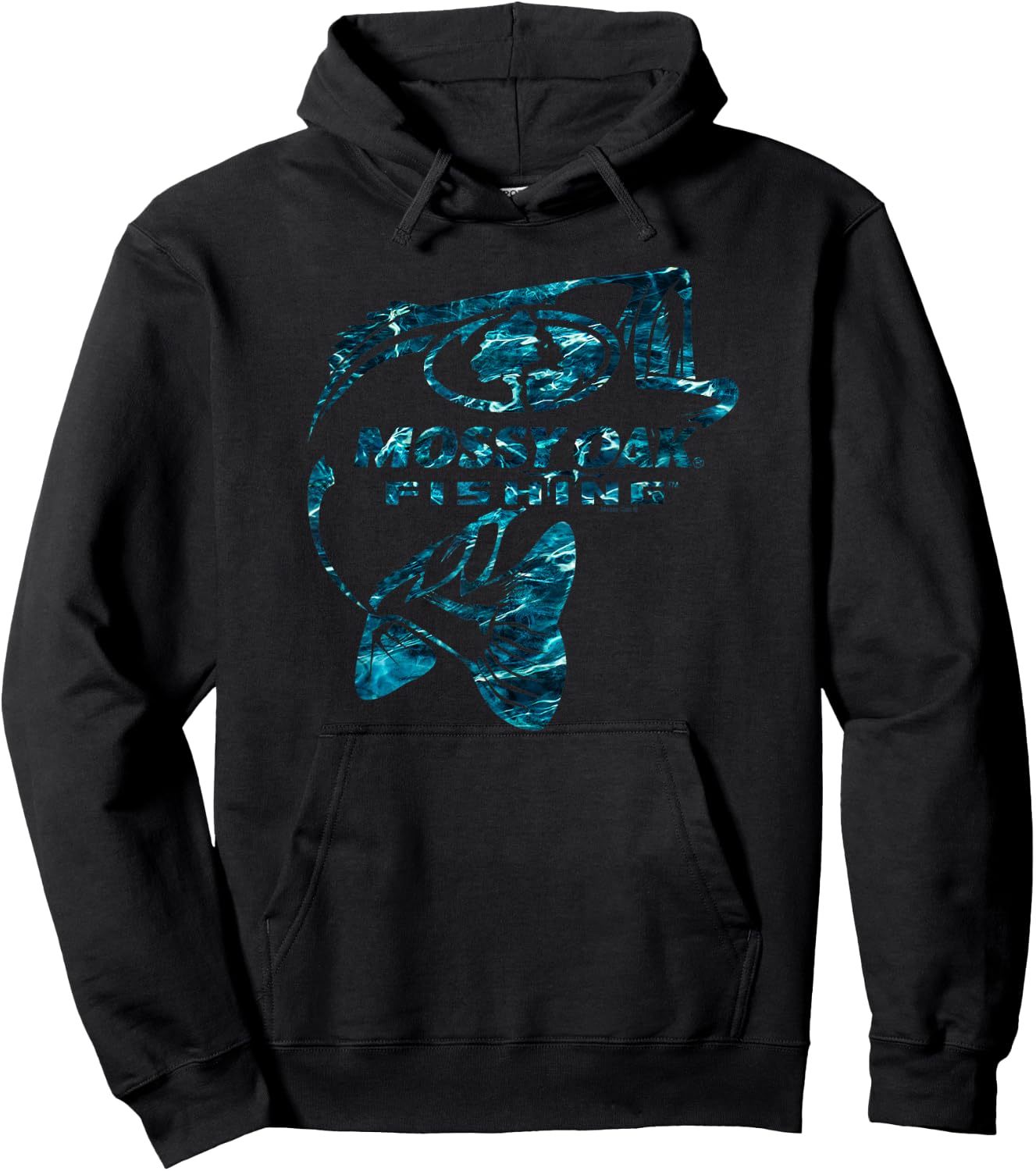 Mossy Oak Fishing Bass Open Water Classic Blue Logo Hoodie - Hoodie | Black