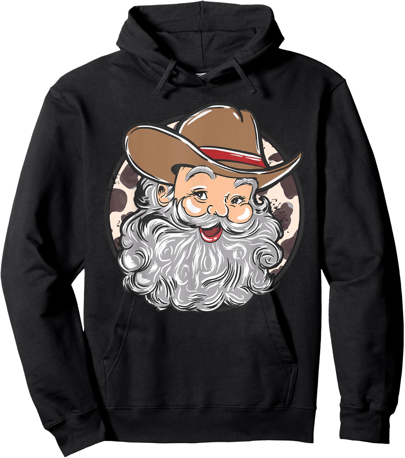 Western Cowboy Santa Christmas Cowboy Groovy Retro Xmas Hoodie - Hoodie | Black