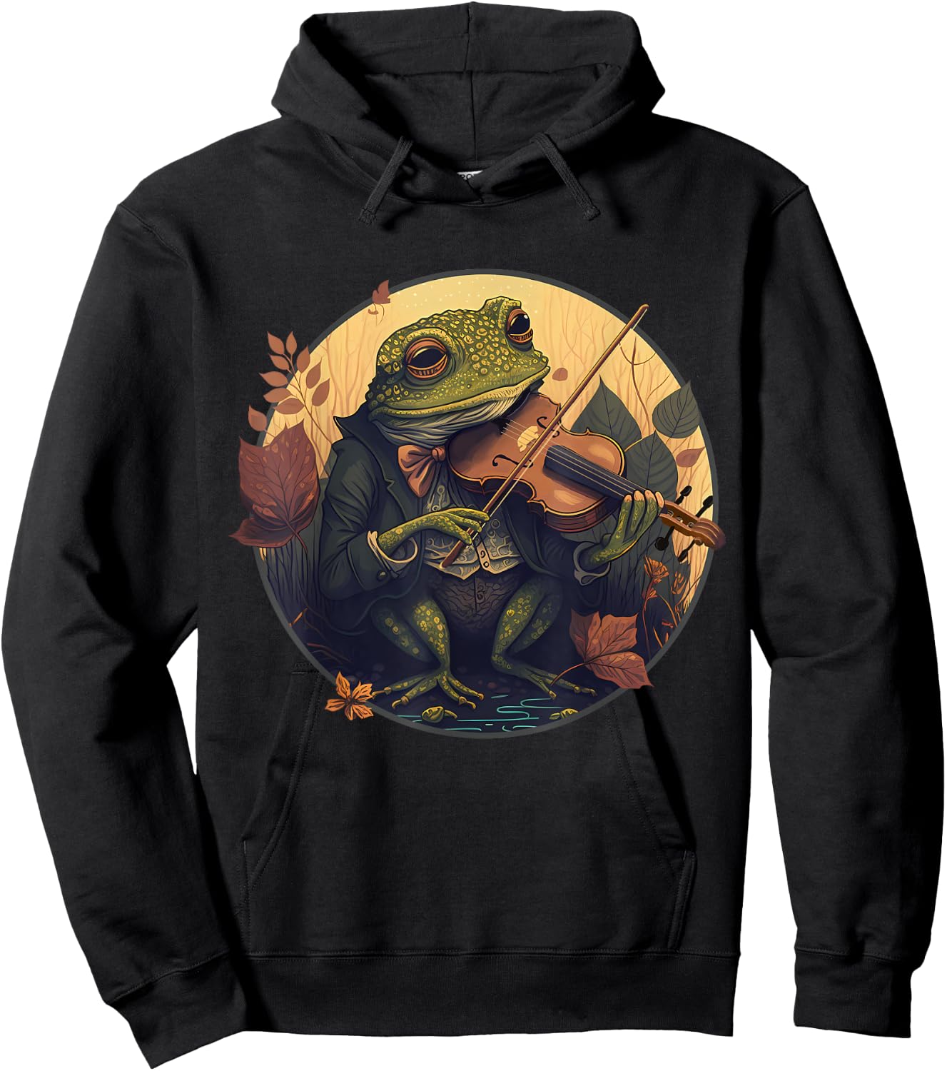 Frog Playing Fiddle Hoodie - Hoodie | Black