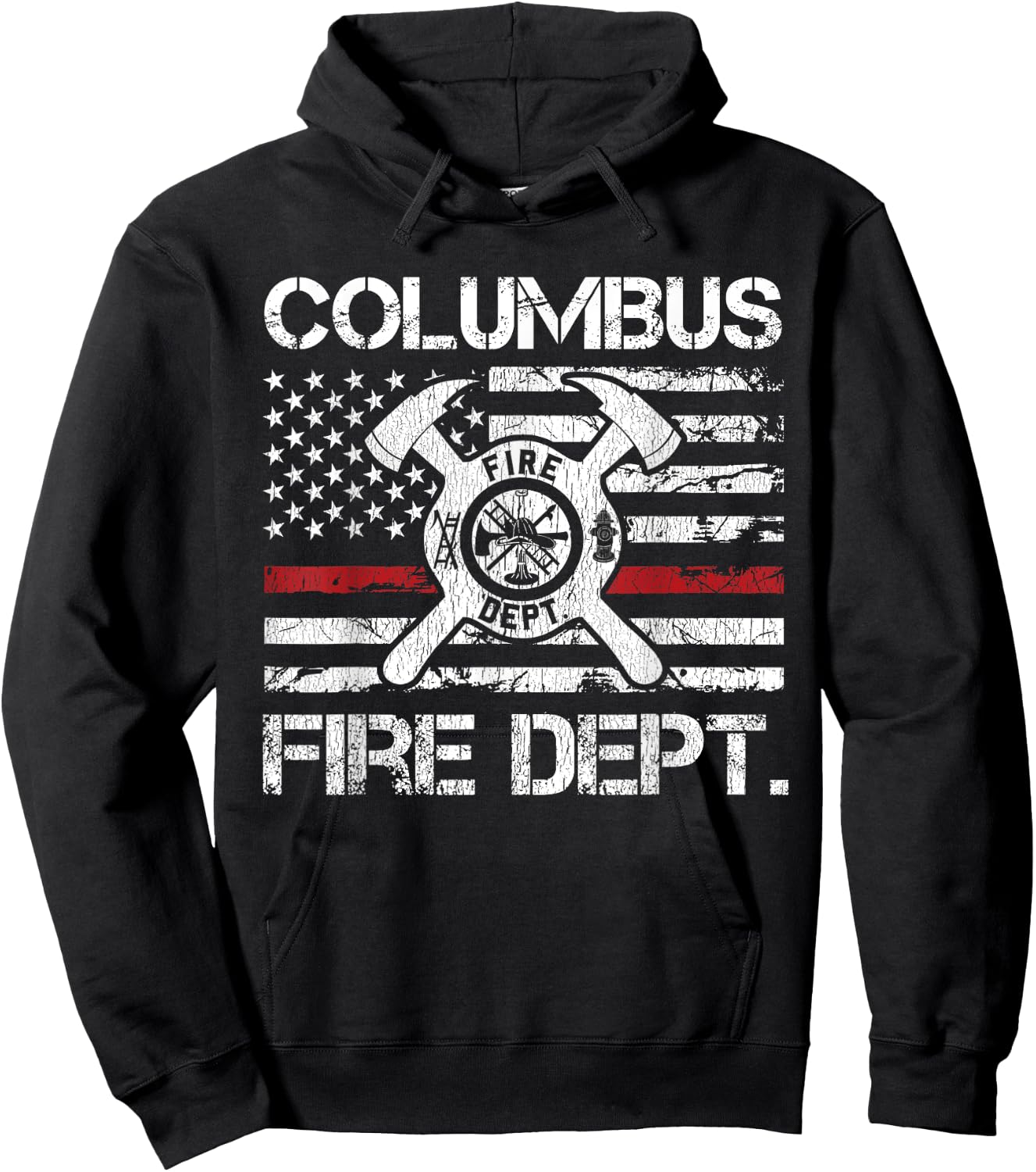 Columbus Ohio Fire Department Thin Red Line Logo Hoodie - Hoodie | Black