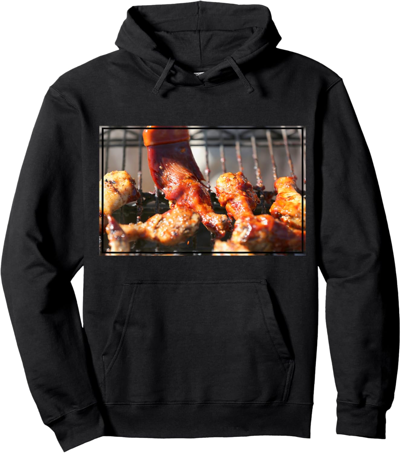 BBQ Chicken Wings on the Grill Photograph Hoodie - Hoodie | Black