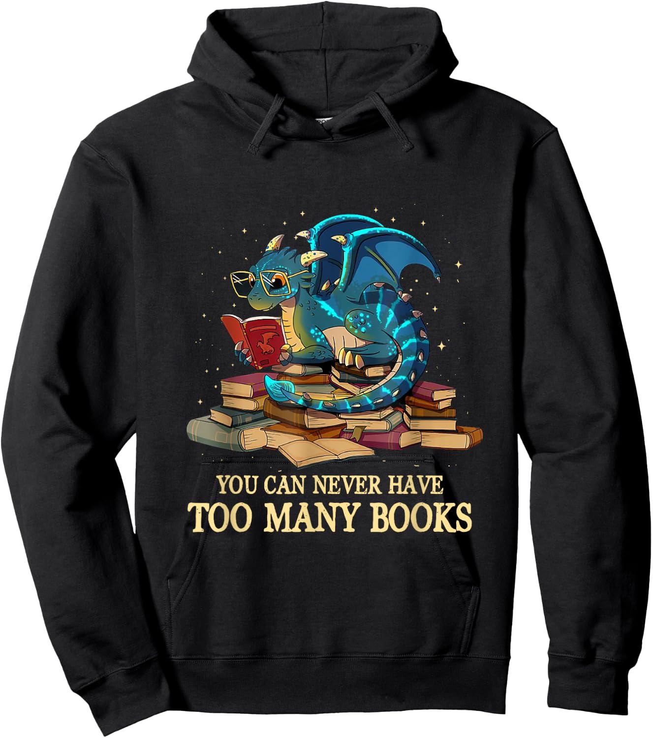 You Can Never Have Too Many Books Dragon Nerds Library Theme Hoodie - Hoodie | Black