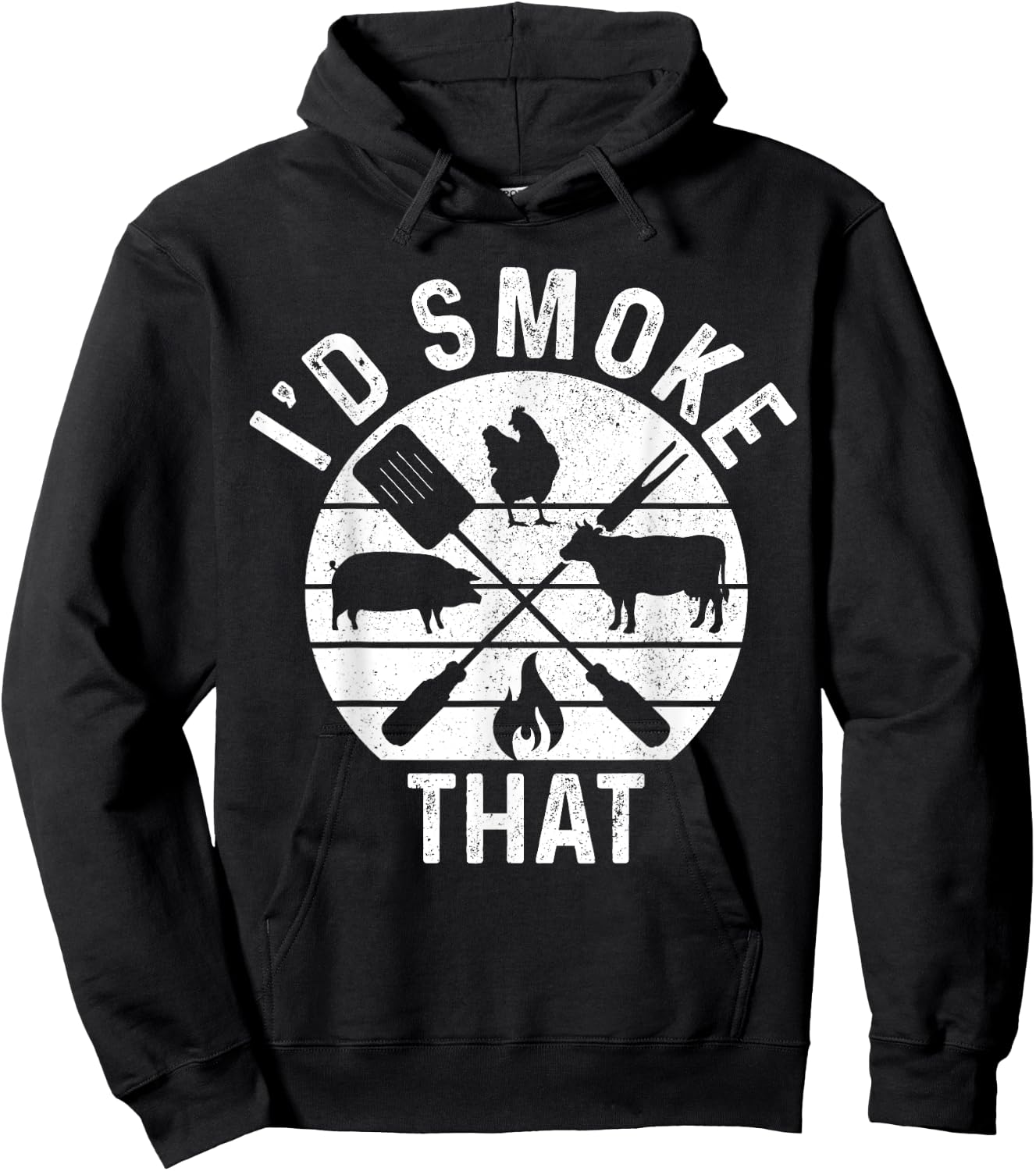 Chef Butcher BBQ I'd Smoke That Pork Beef Funny Father's Day Hoodie - Hoodie | Black